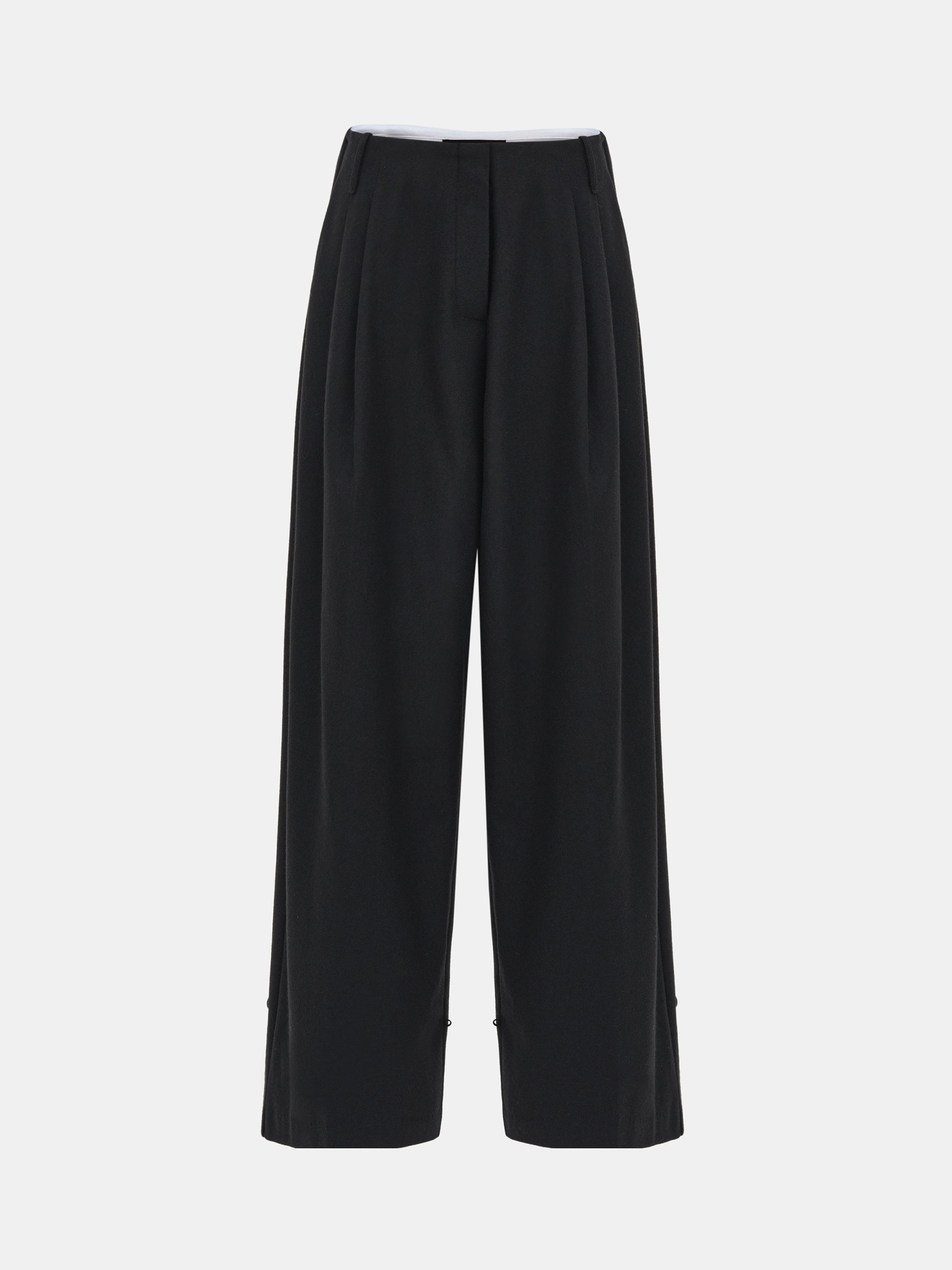 Button Tapered Trousers, Black