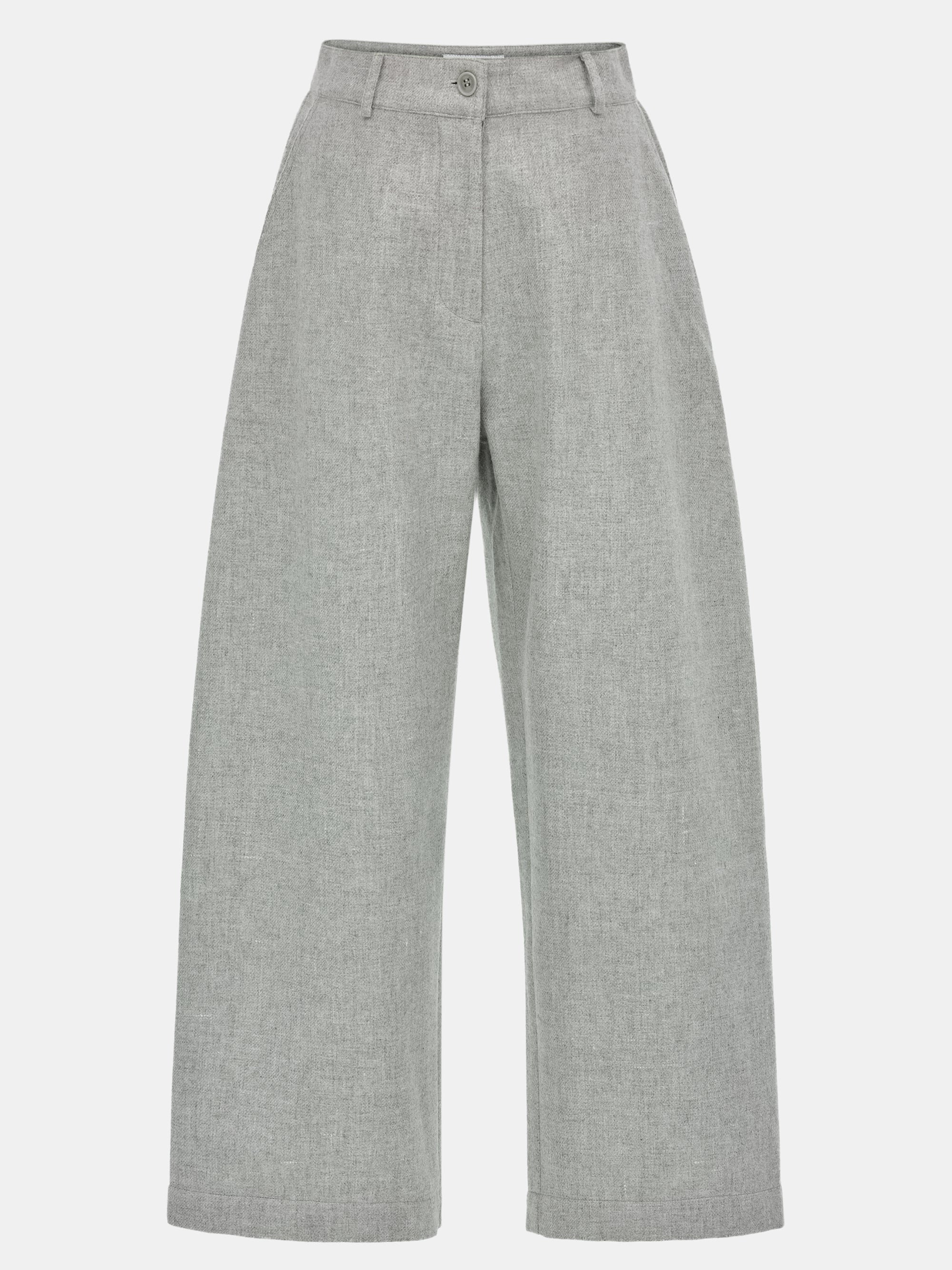 Wool-Blend Wide Trousers, Grey