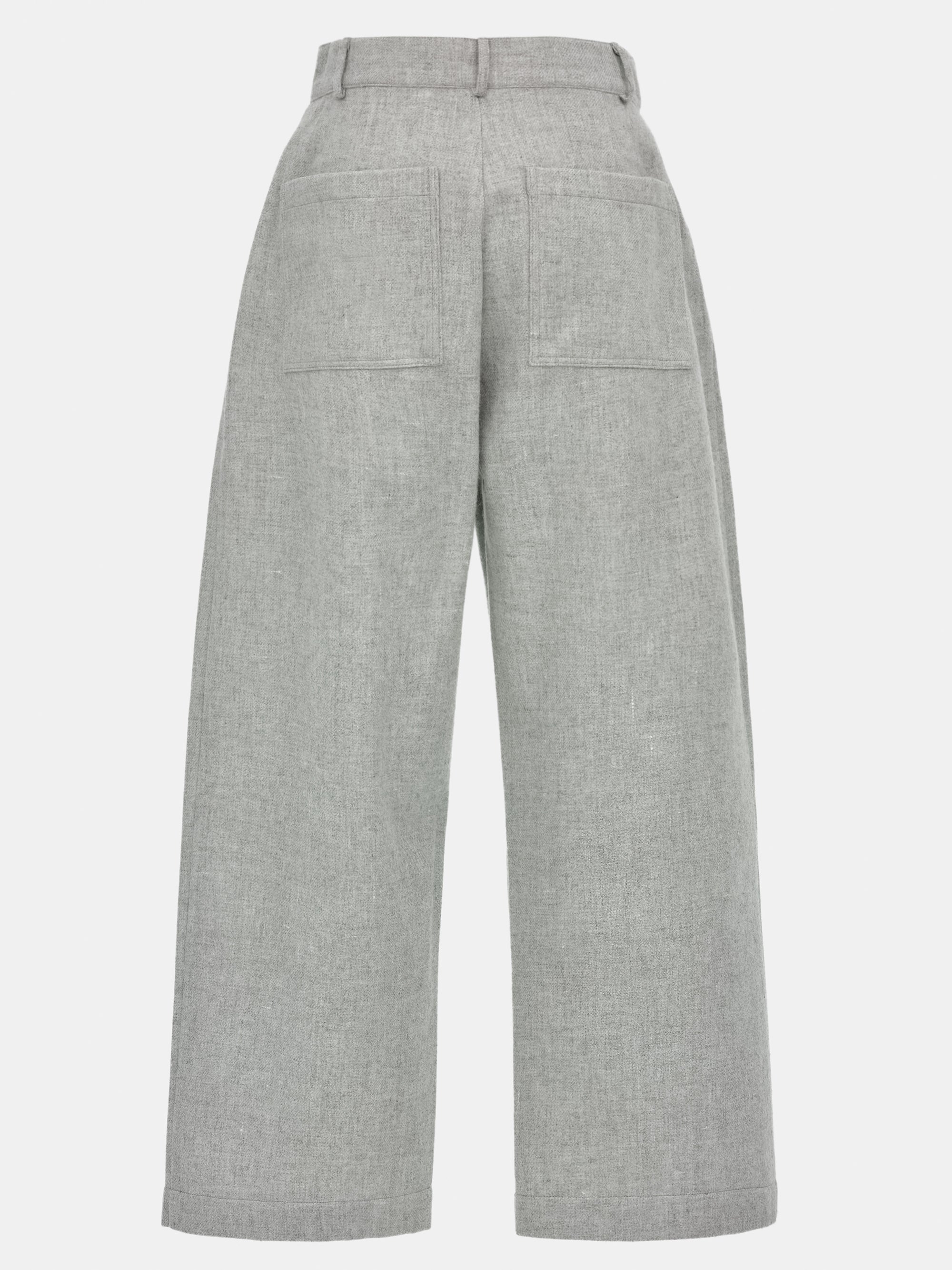 Wool-Blend Wide Trousers, Grey