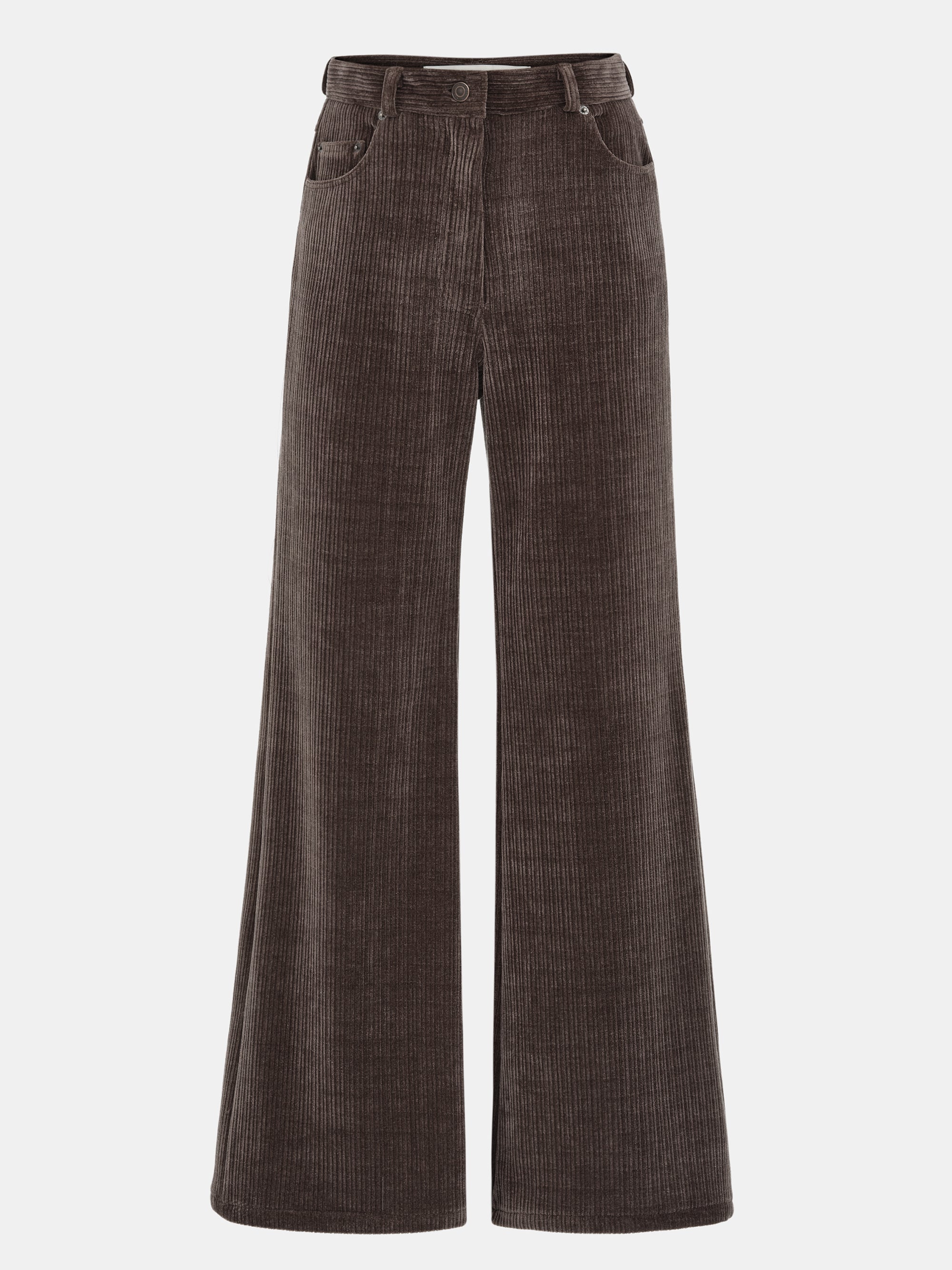 Flared Corduroy Velvet Pants, Brown