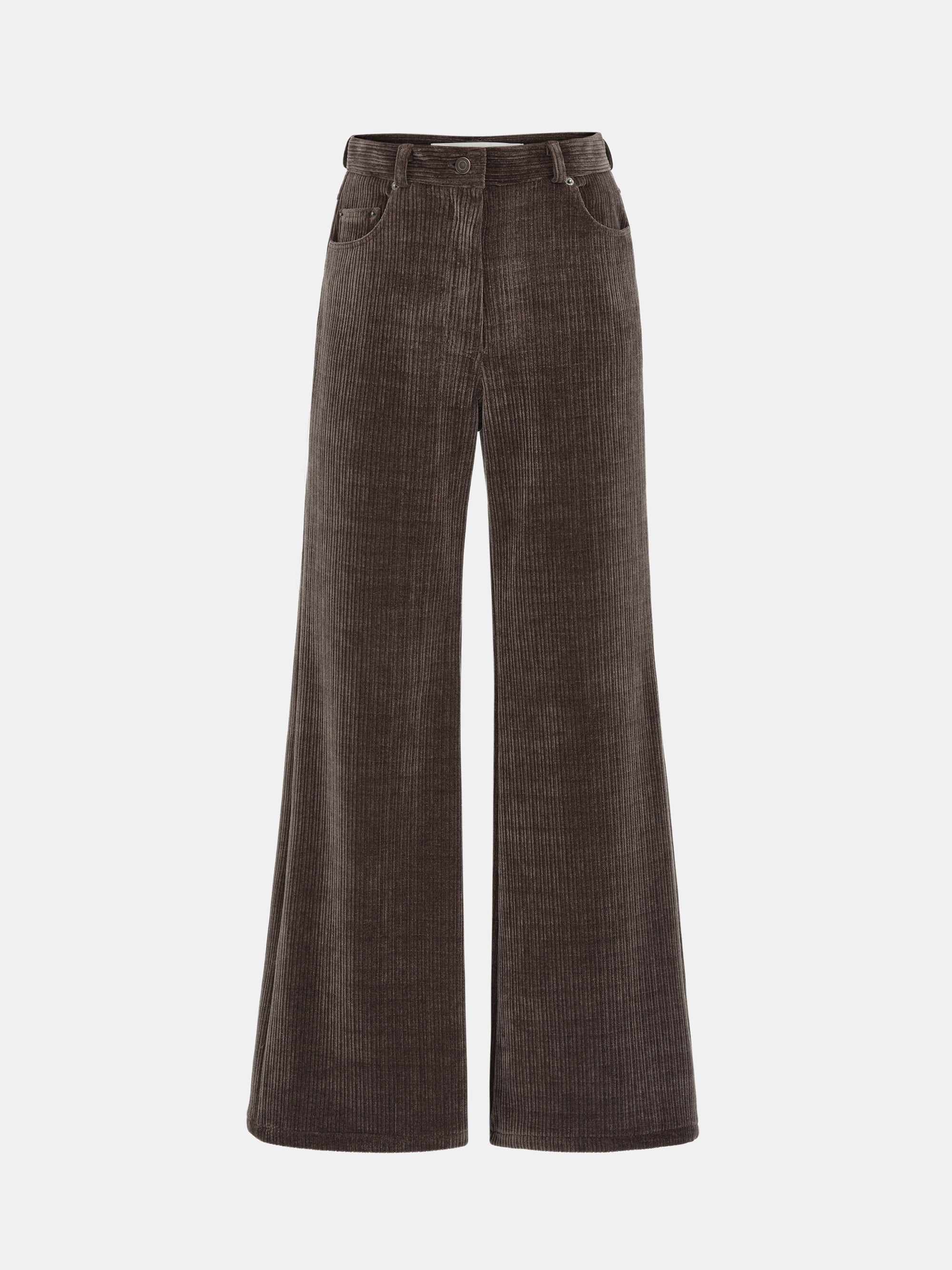 Flared Corduroy Velvet Pants, Brown