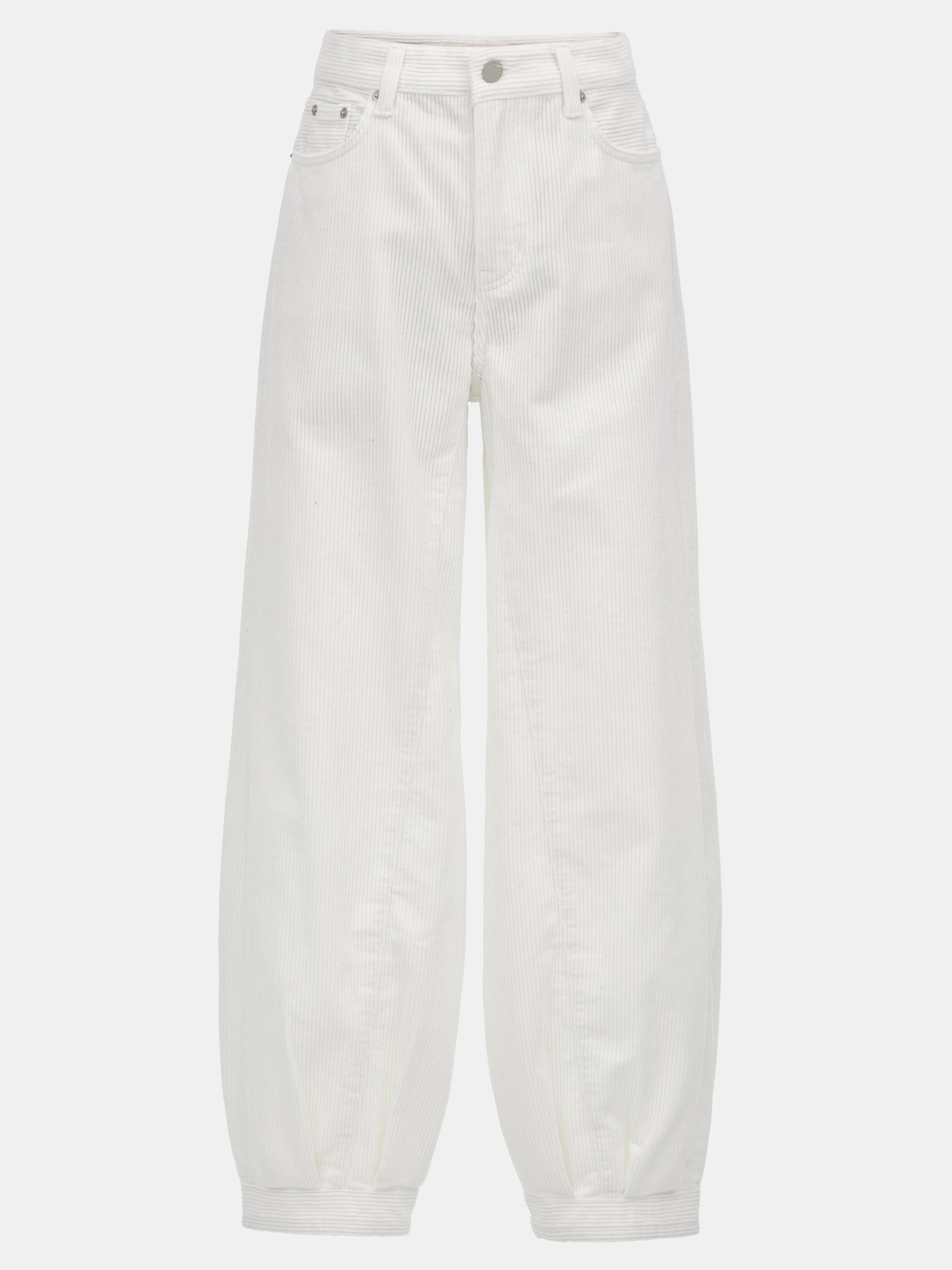 Corduroy Bubble Hem Pants, White