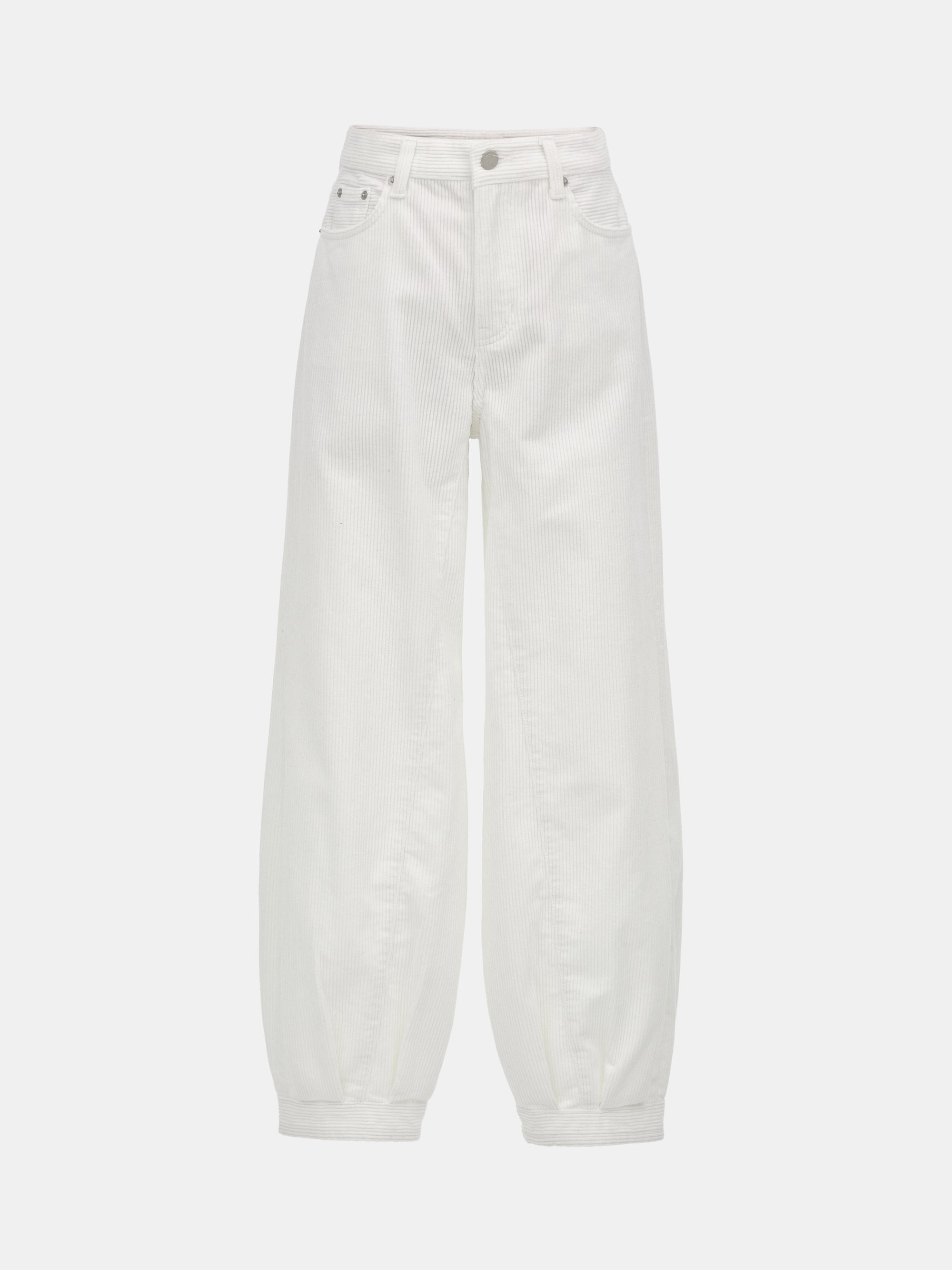 Corduroy Bubble Hem Pants, White