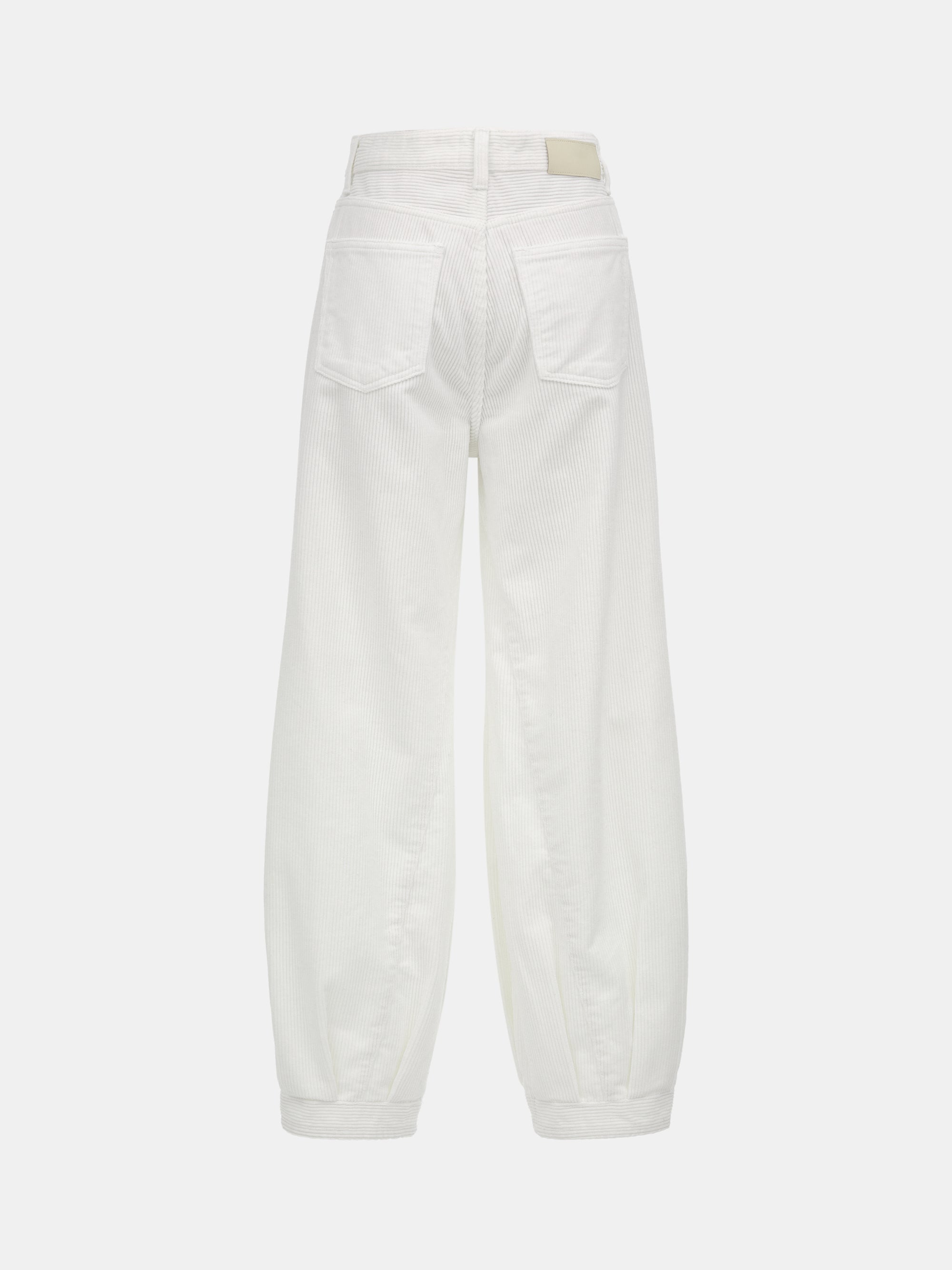 Corduroy Bubble Hem Pants, White
