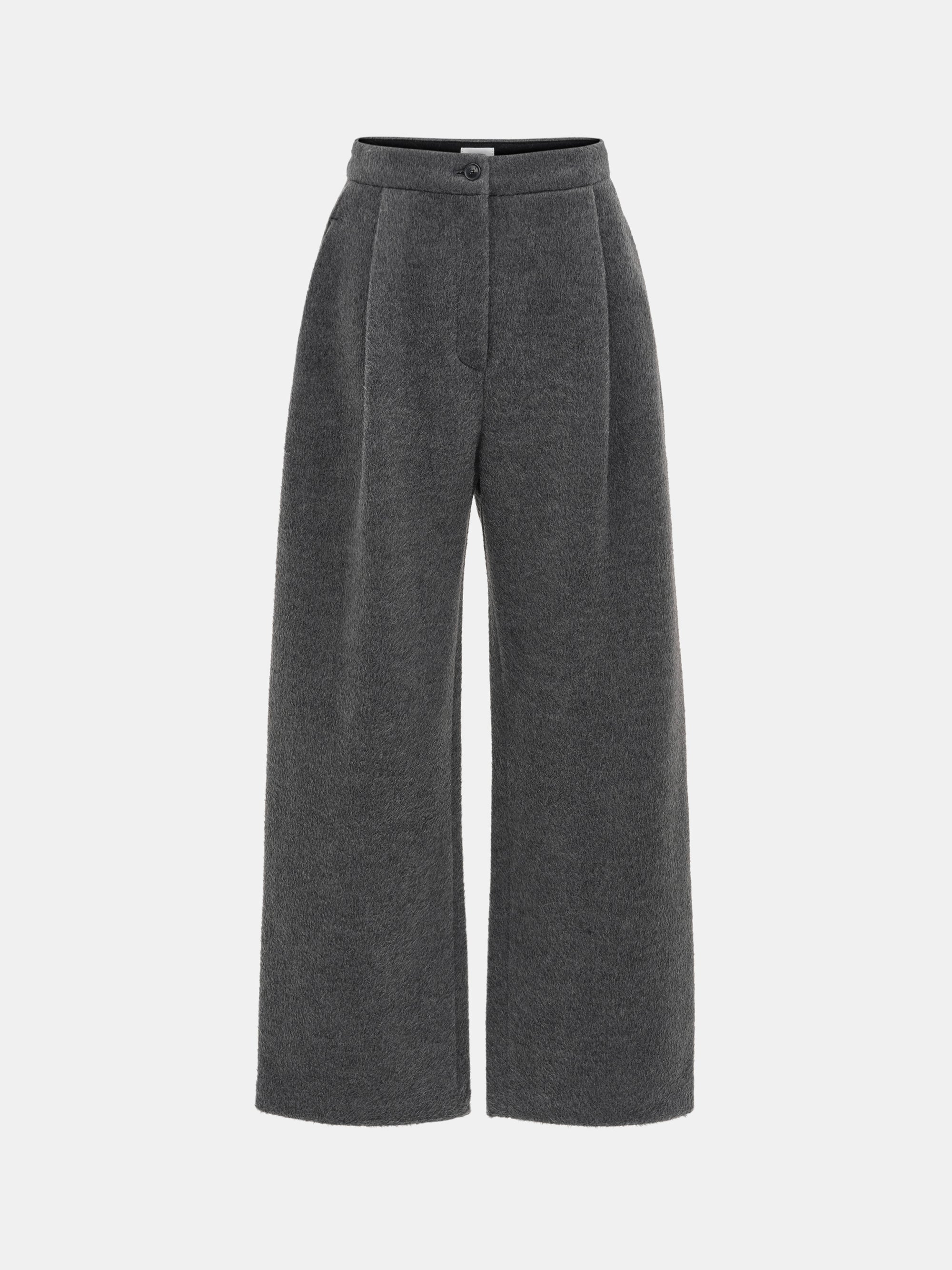 Brushed Wide Trousers, Charcoal