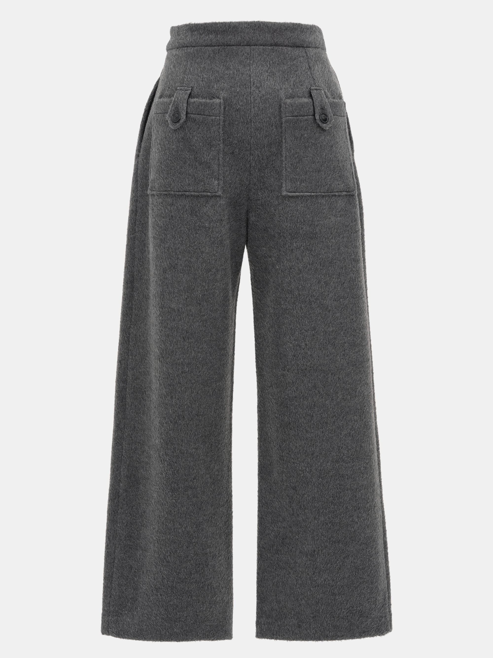 Brushed Wide Trousers, Charcoal