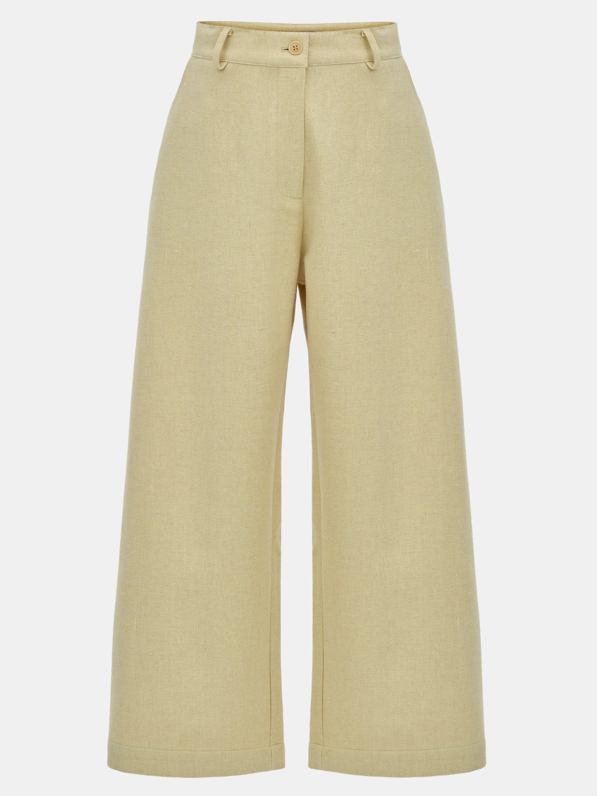 Wool-Blend Wide Trousers, Yellow