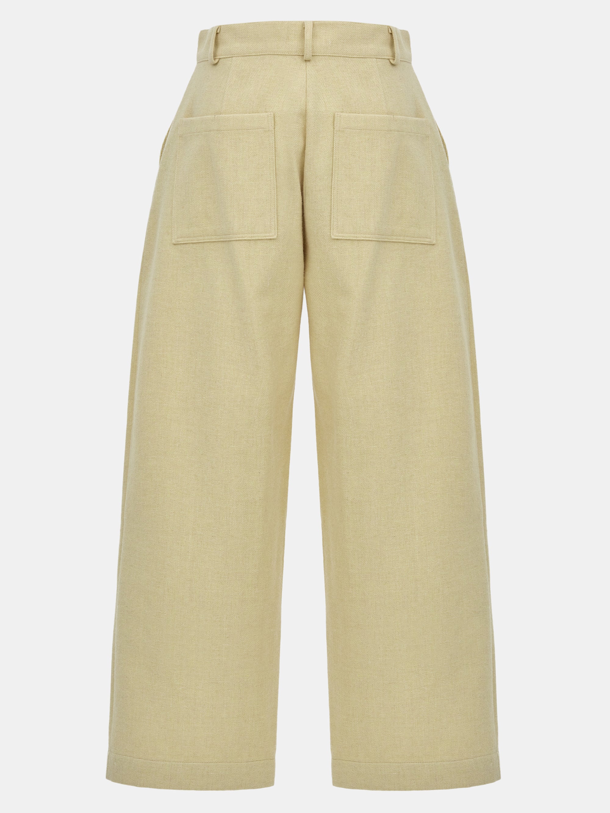 Wool-Blend Wide Trousers, Yellow