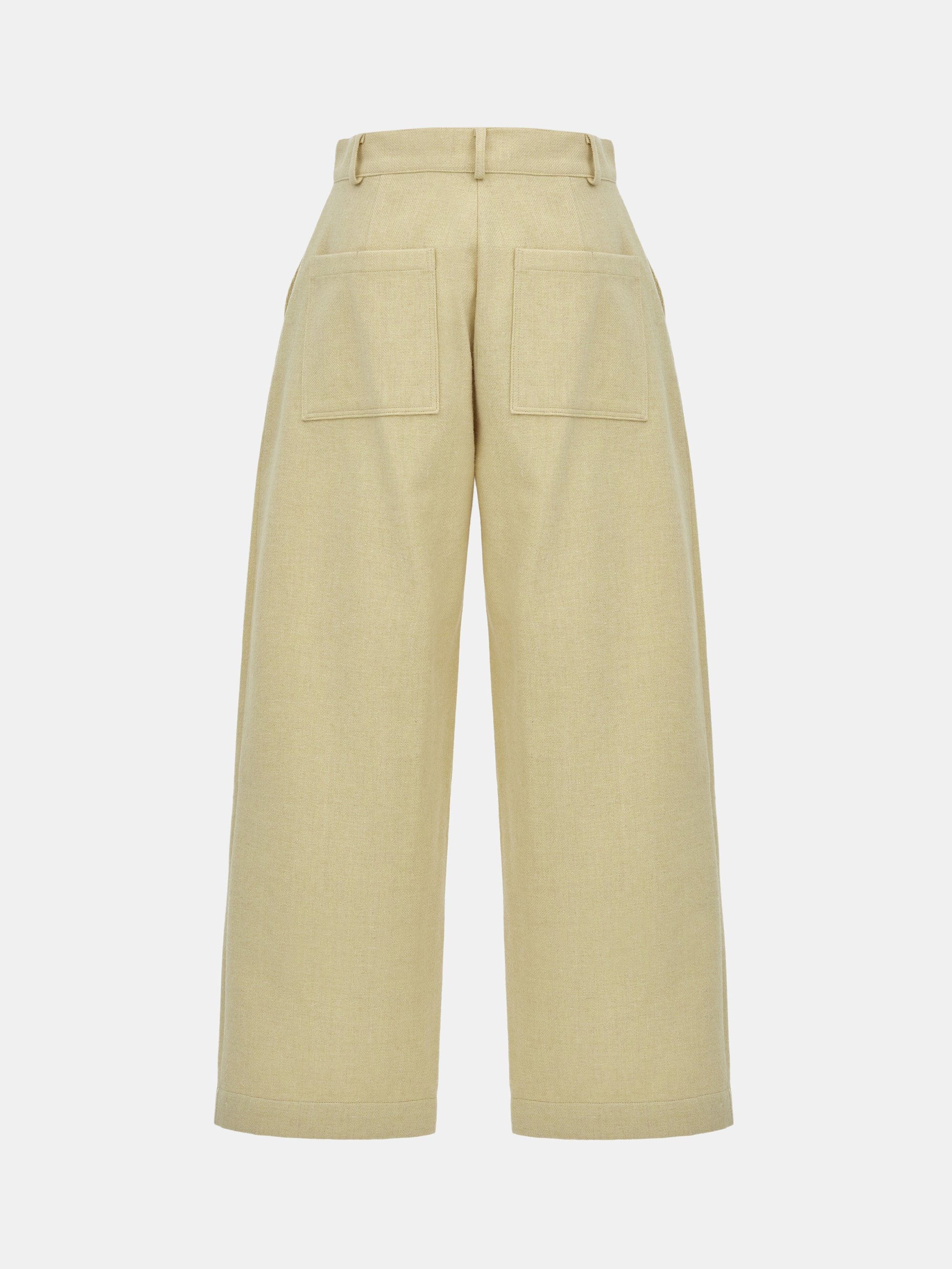 Wool-Blend Wide Trousers, Yellow