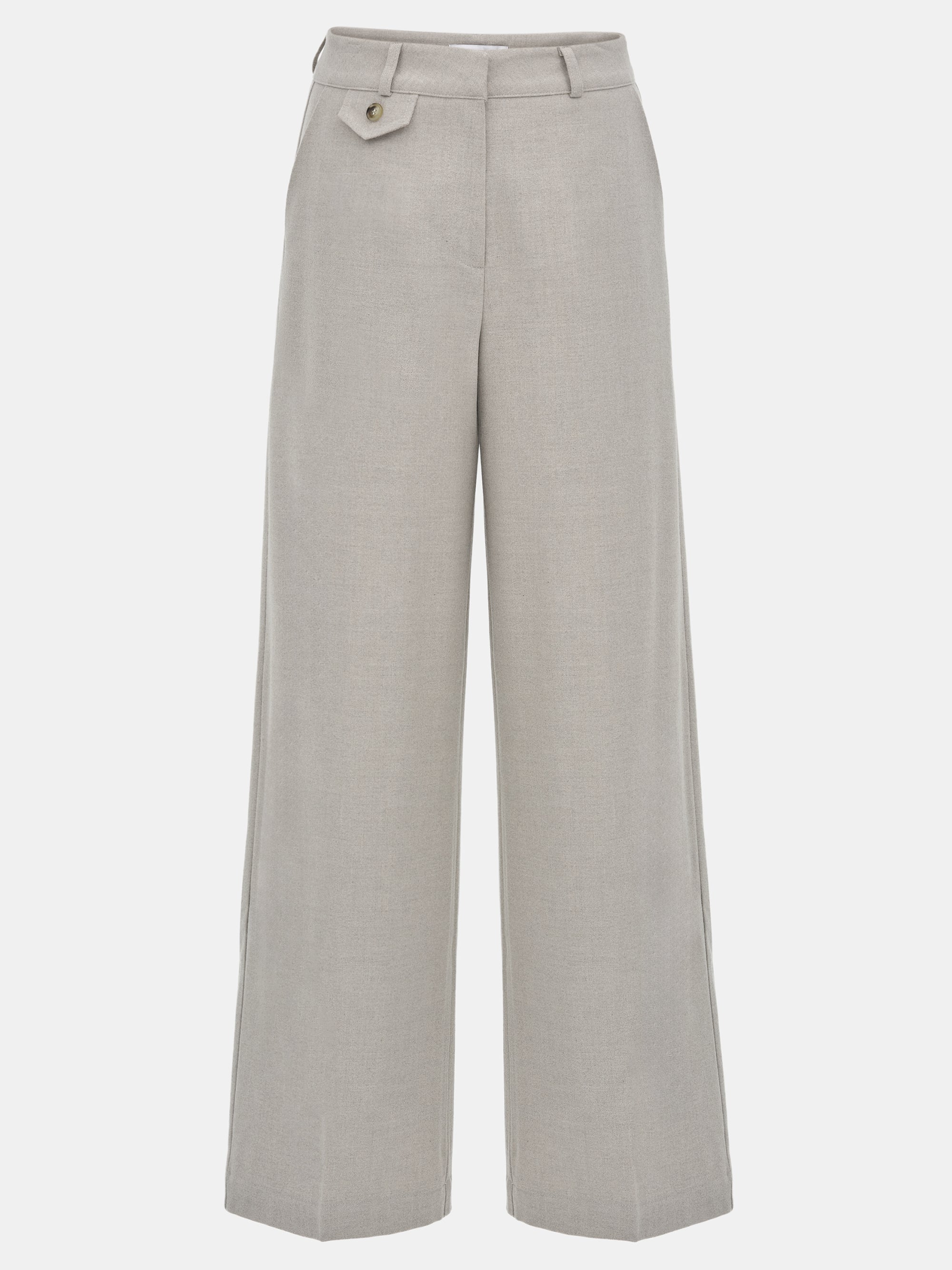 Button Tab Trousers, Greige