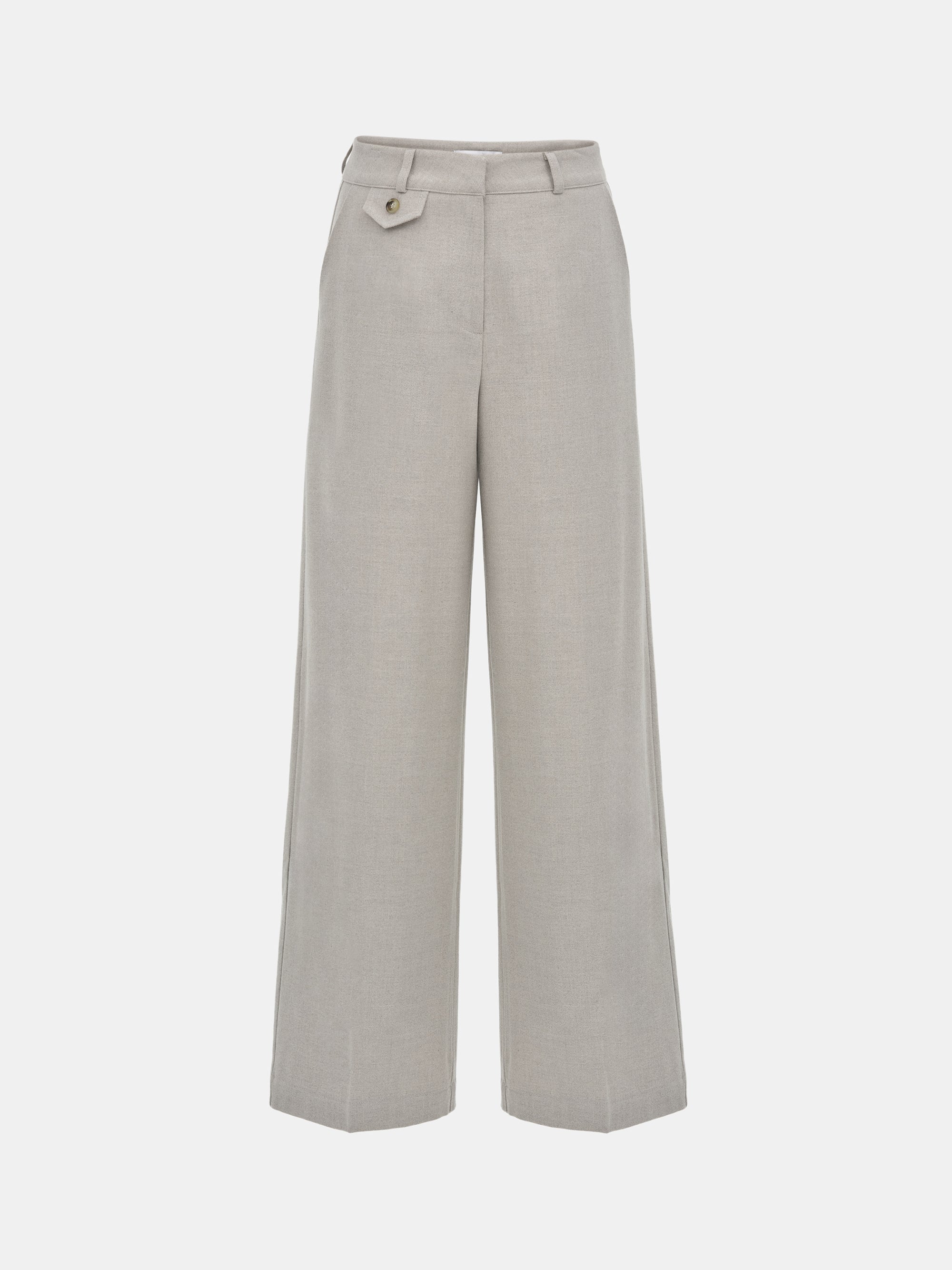 Button Tab Trousers, Greige