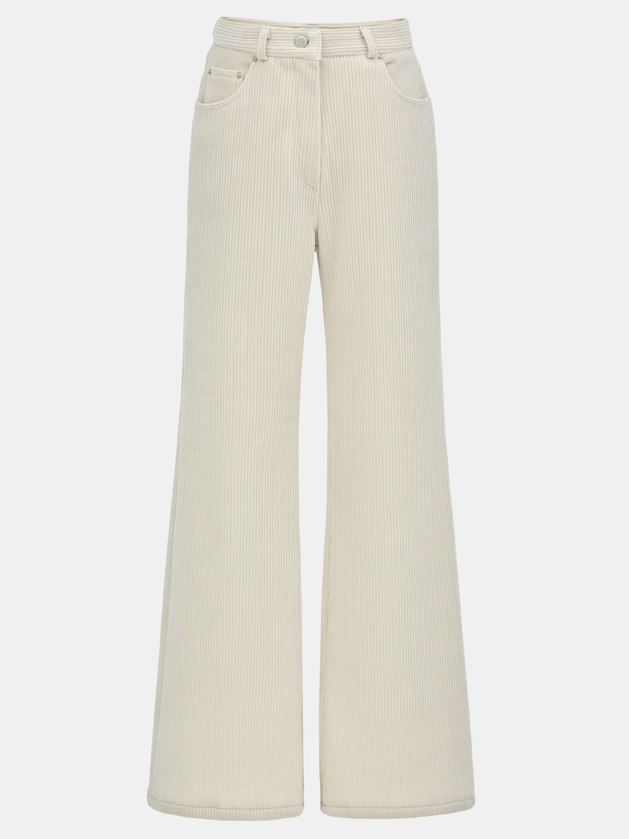 Flared Corduroy Velvet Pants, Ivory