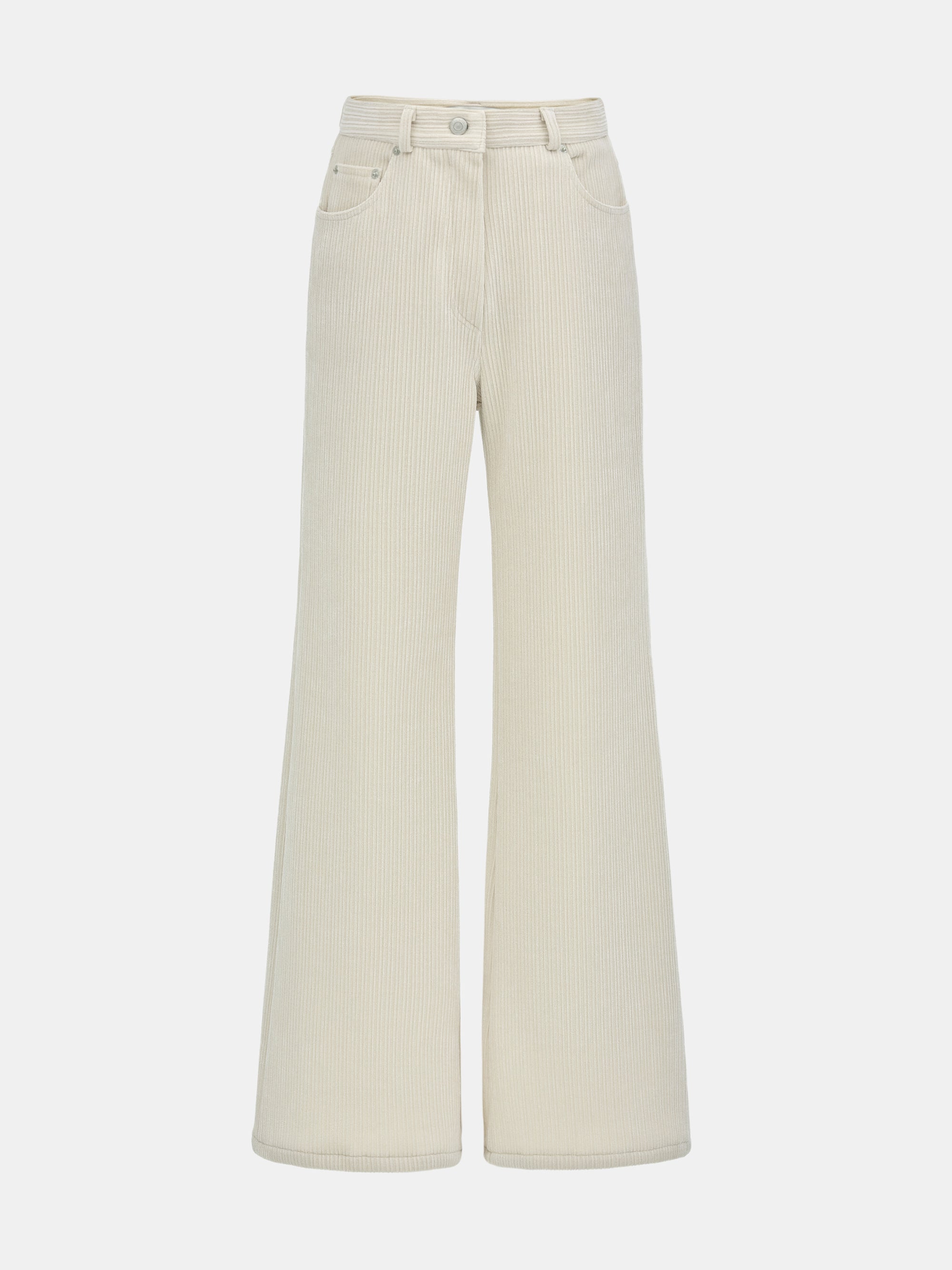 Flared Corduroy Velvet Pants, Ivory