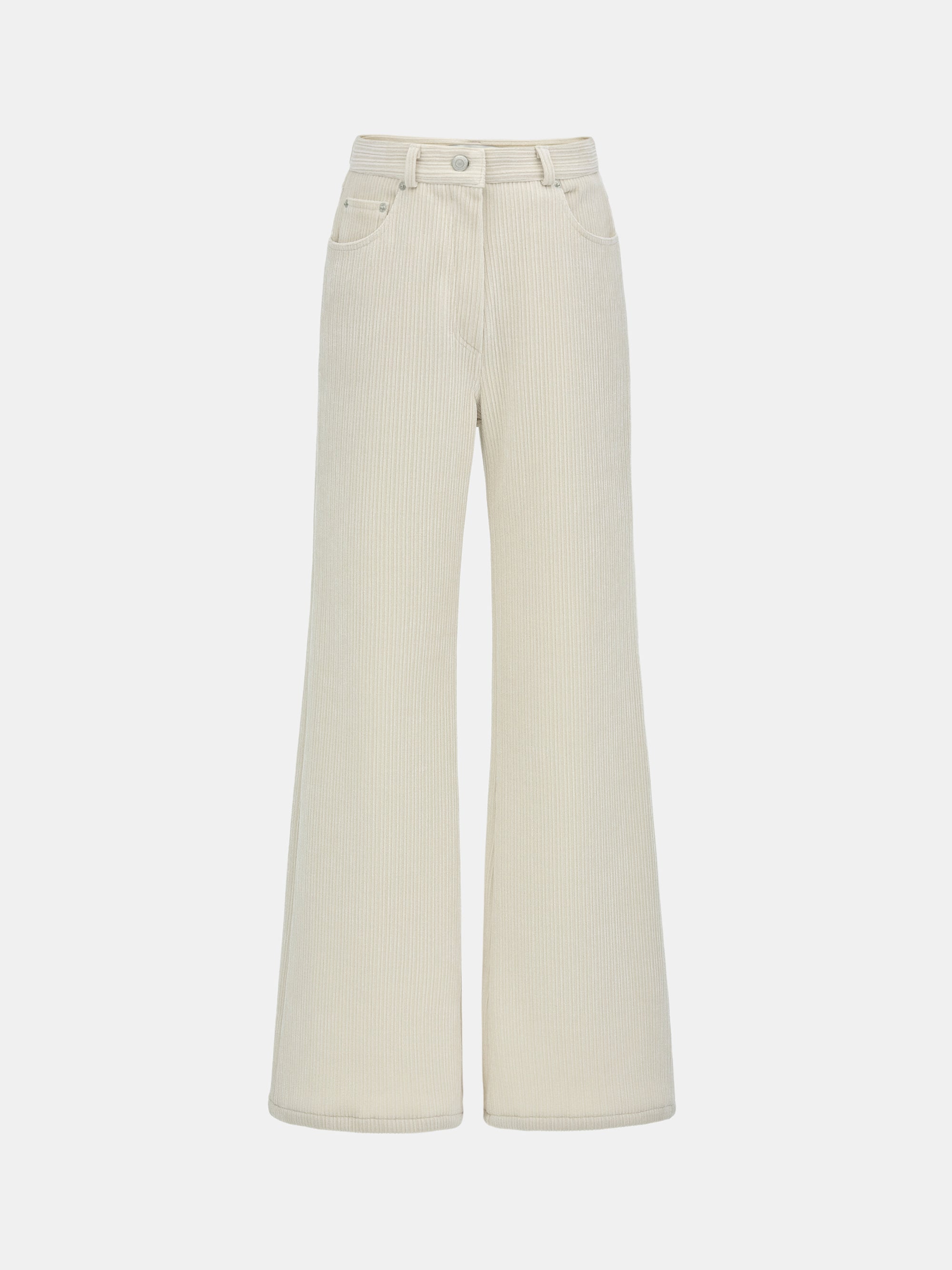 Flared Corduroy Velvet Pants, Ivory