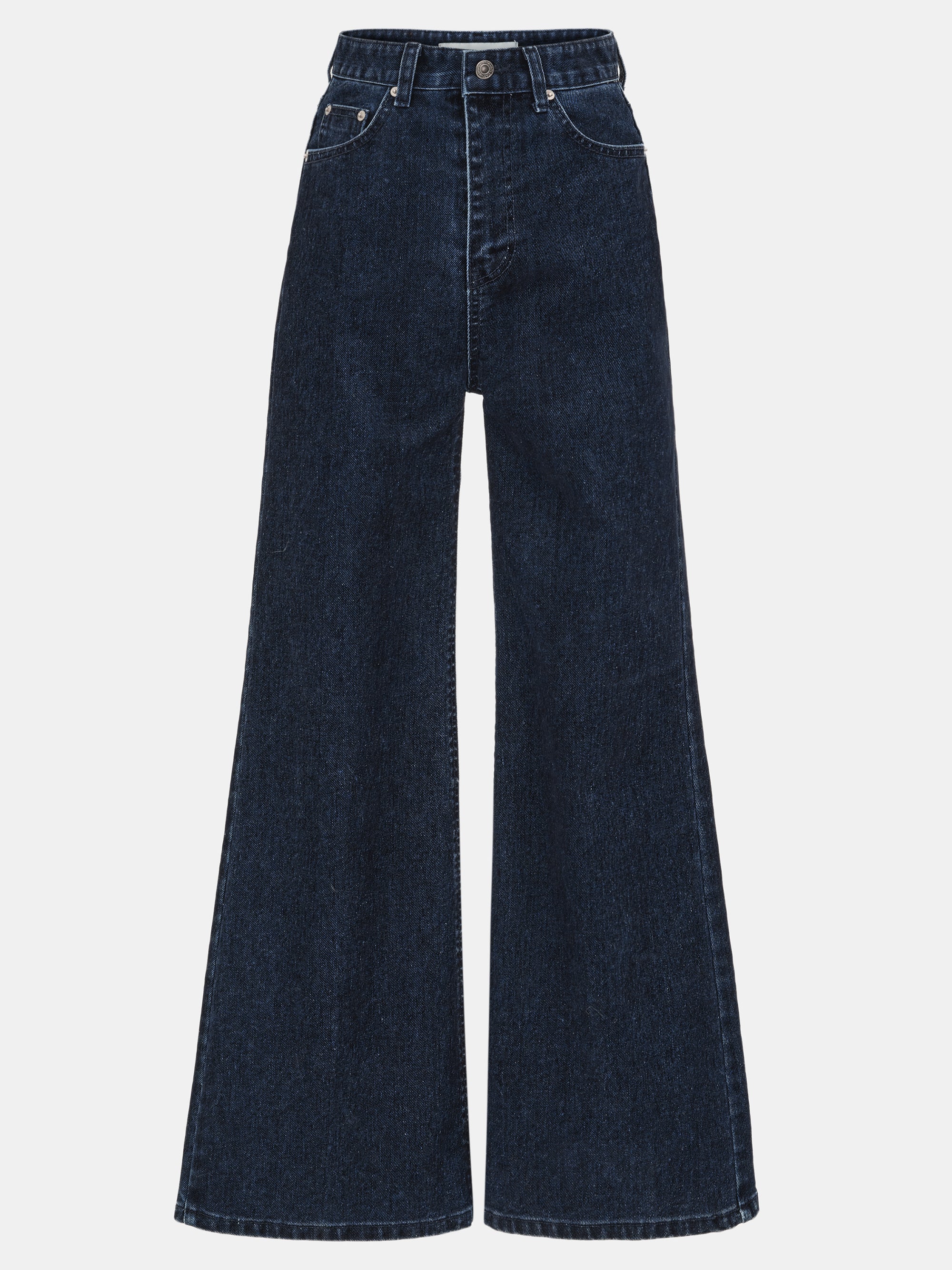 Flared Flocked Jeans, Navy