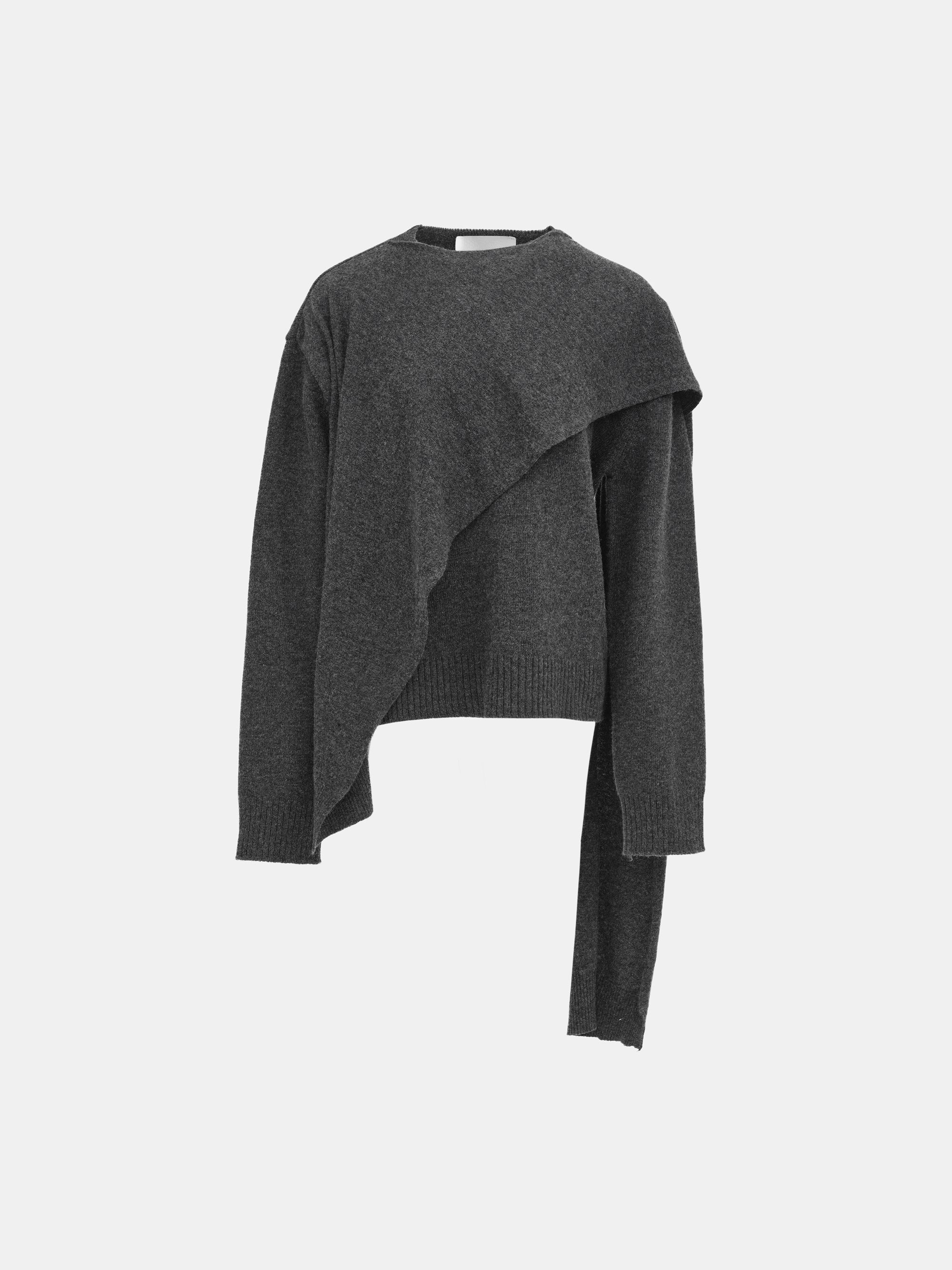 Asymmetric Collar Jumper, Charcoal