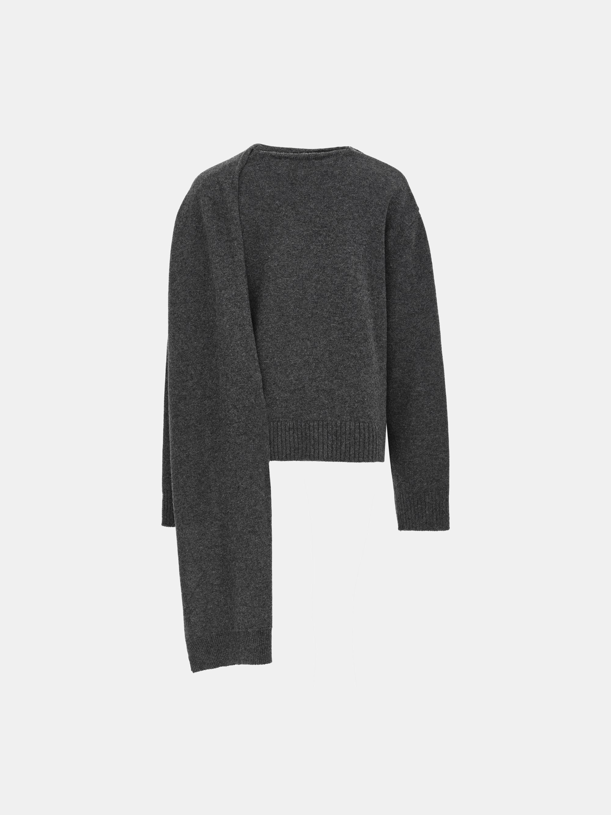 Asymmetric Collar Jumper, Charcoal