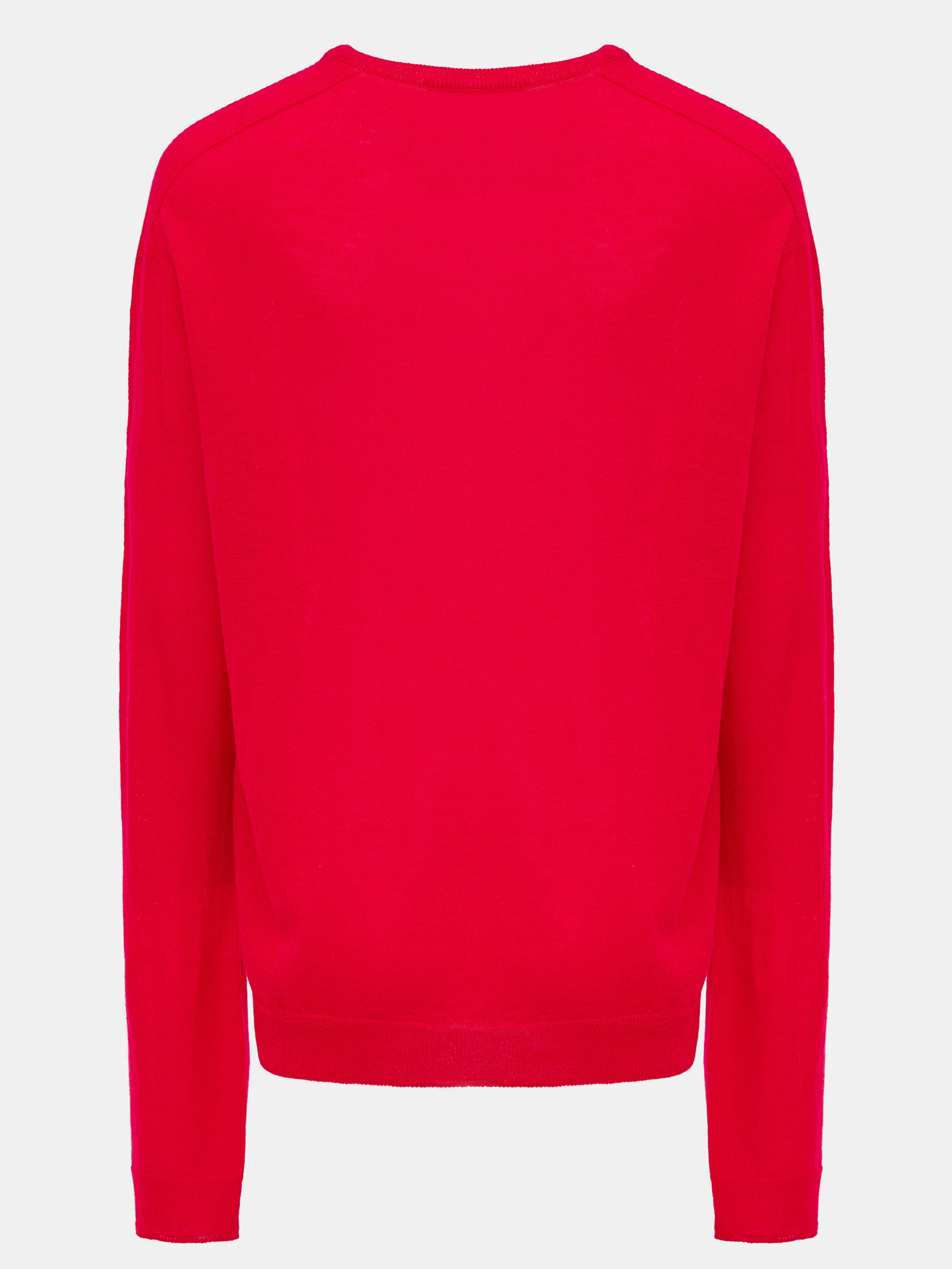 Merino Wool V-Neck Knit, Red