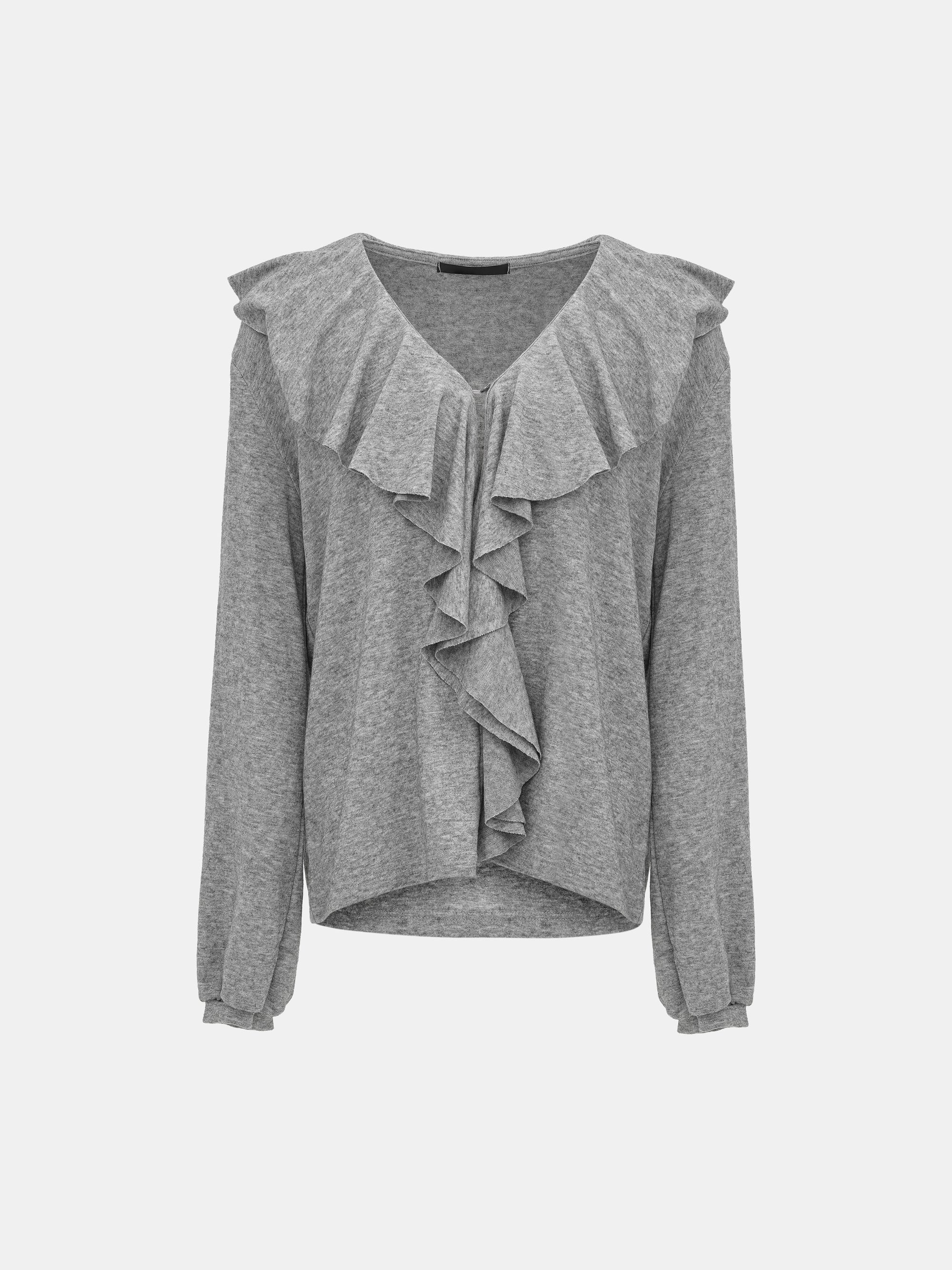 Frill-Collar Top, Grey