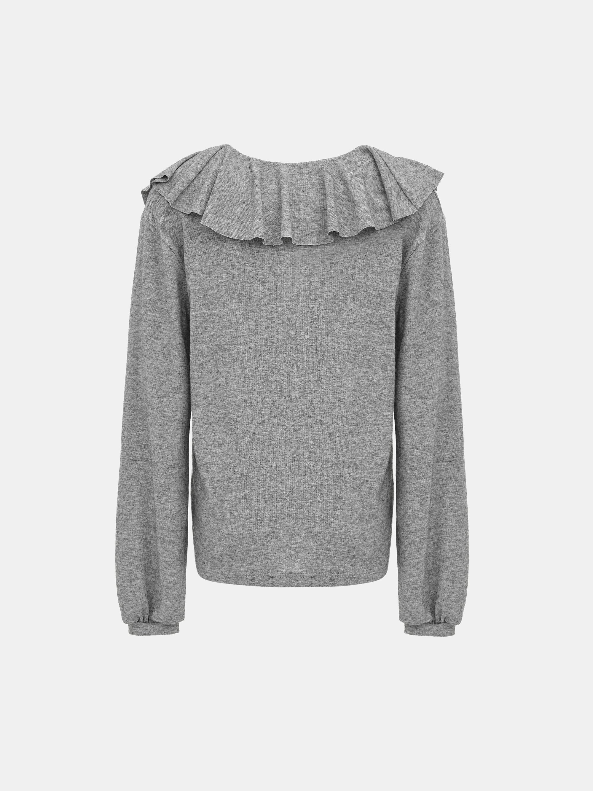 Frill-Collar Top, Grey