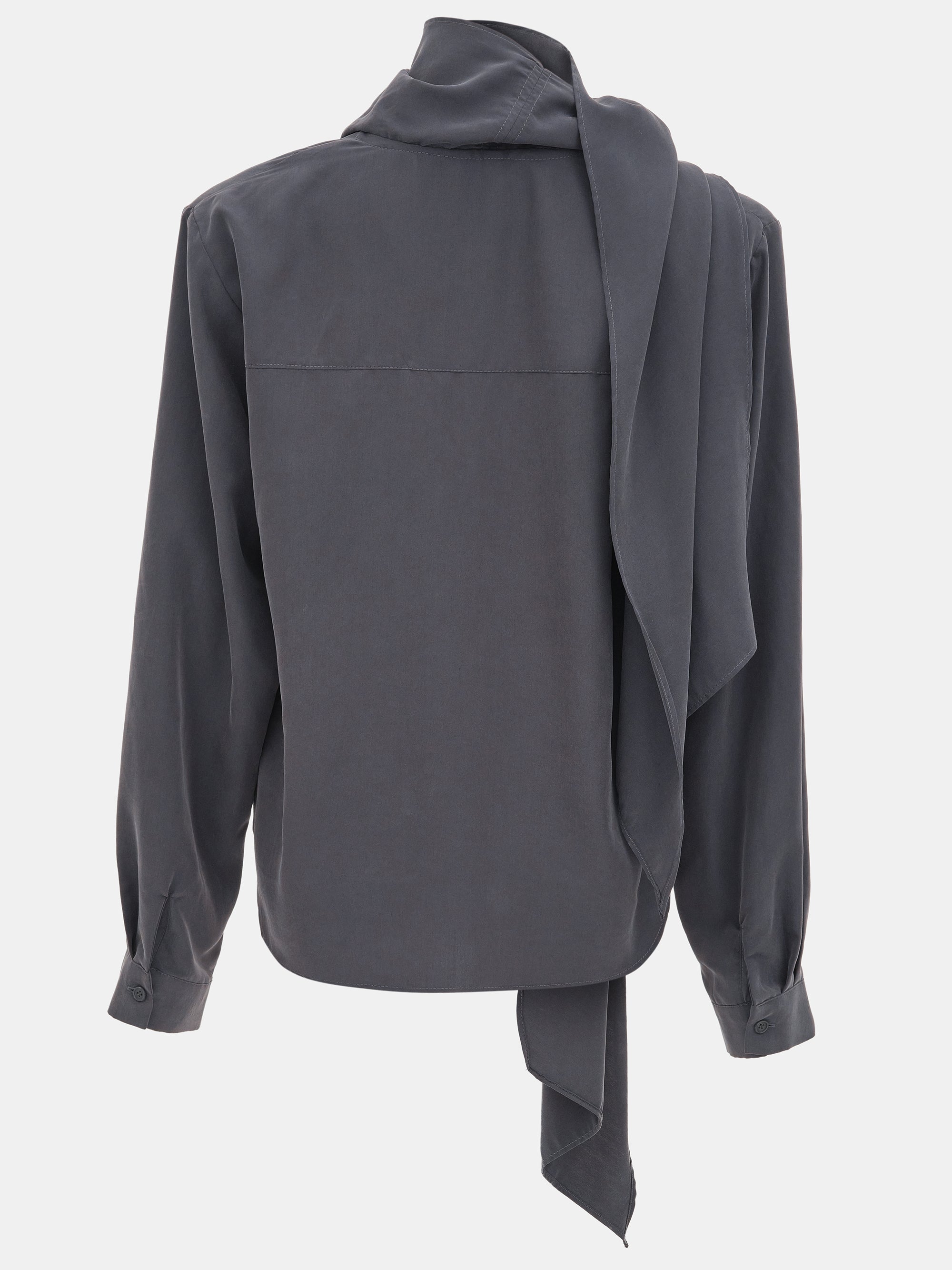 Scarf Tencel Blouse, Charcoal