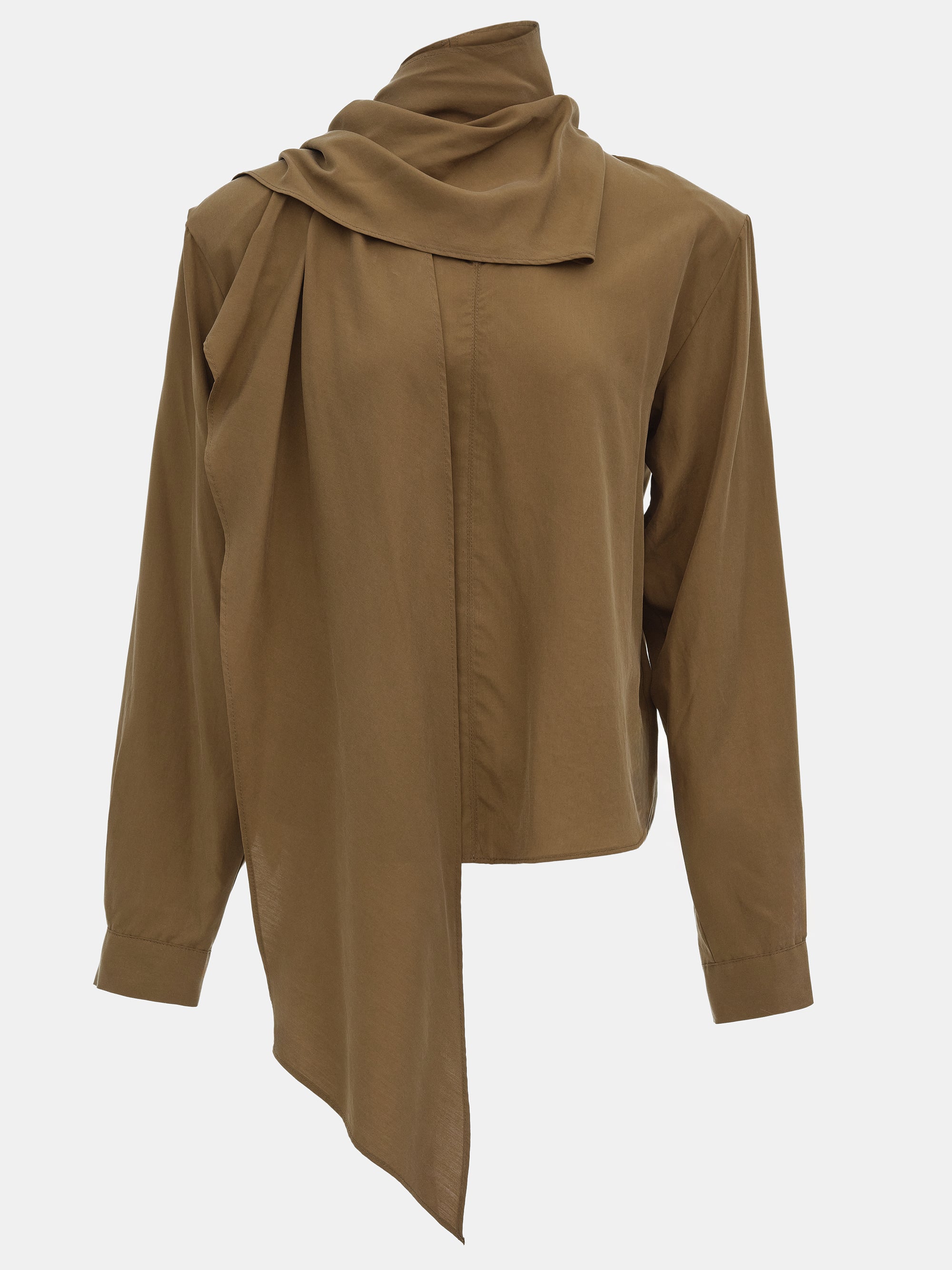 Scarf Tencel Blouse, Brown