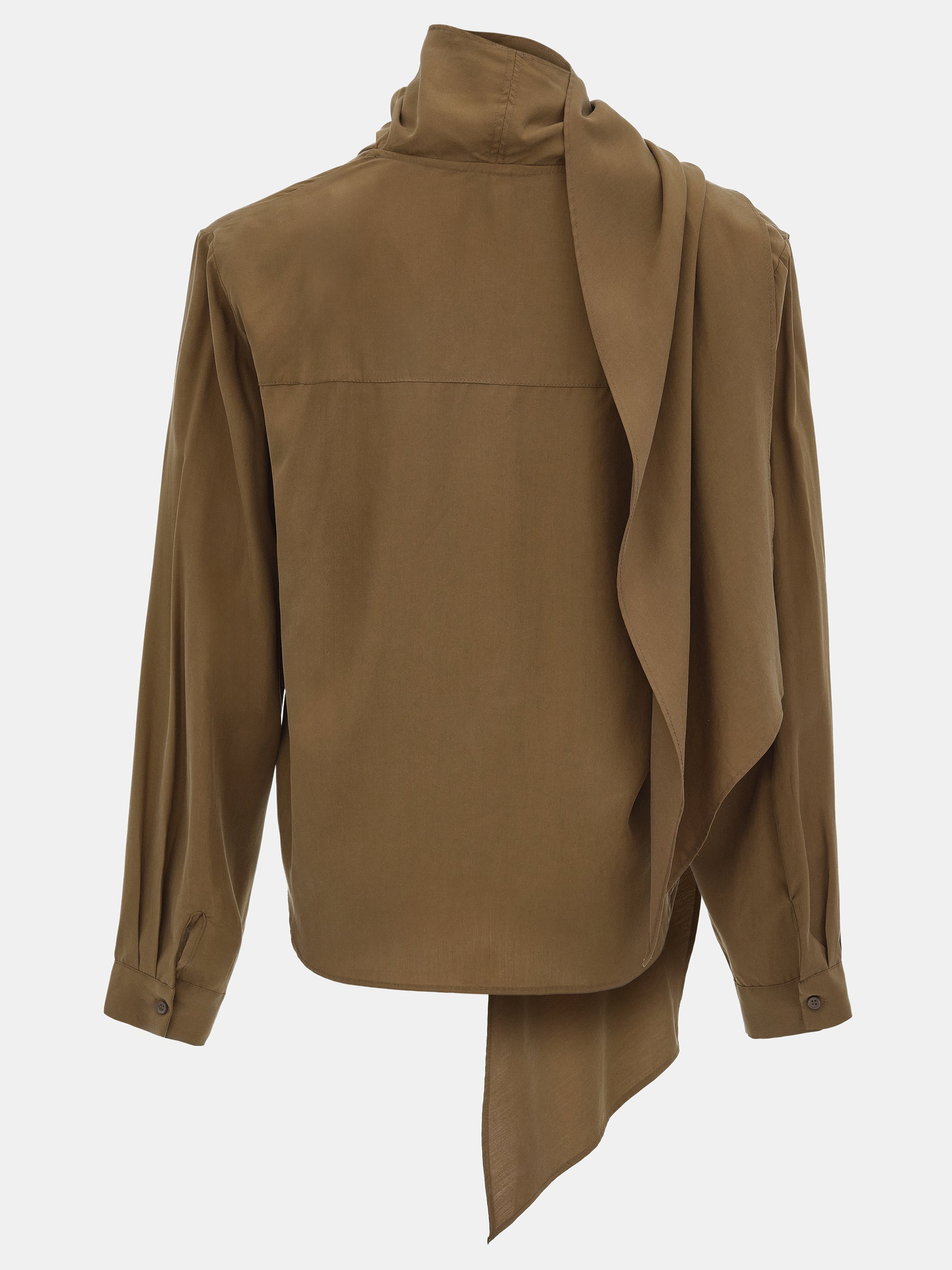 Scarf Tencel Blouse, Brown