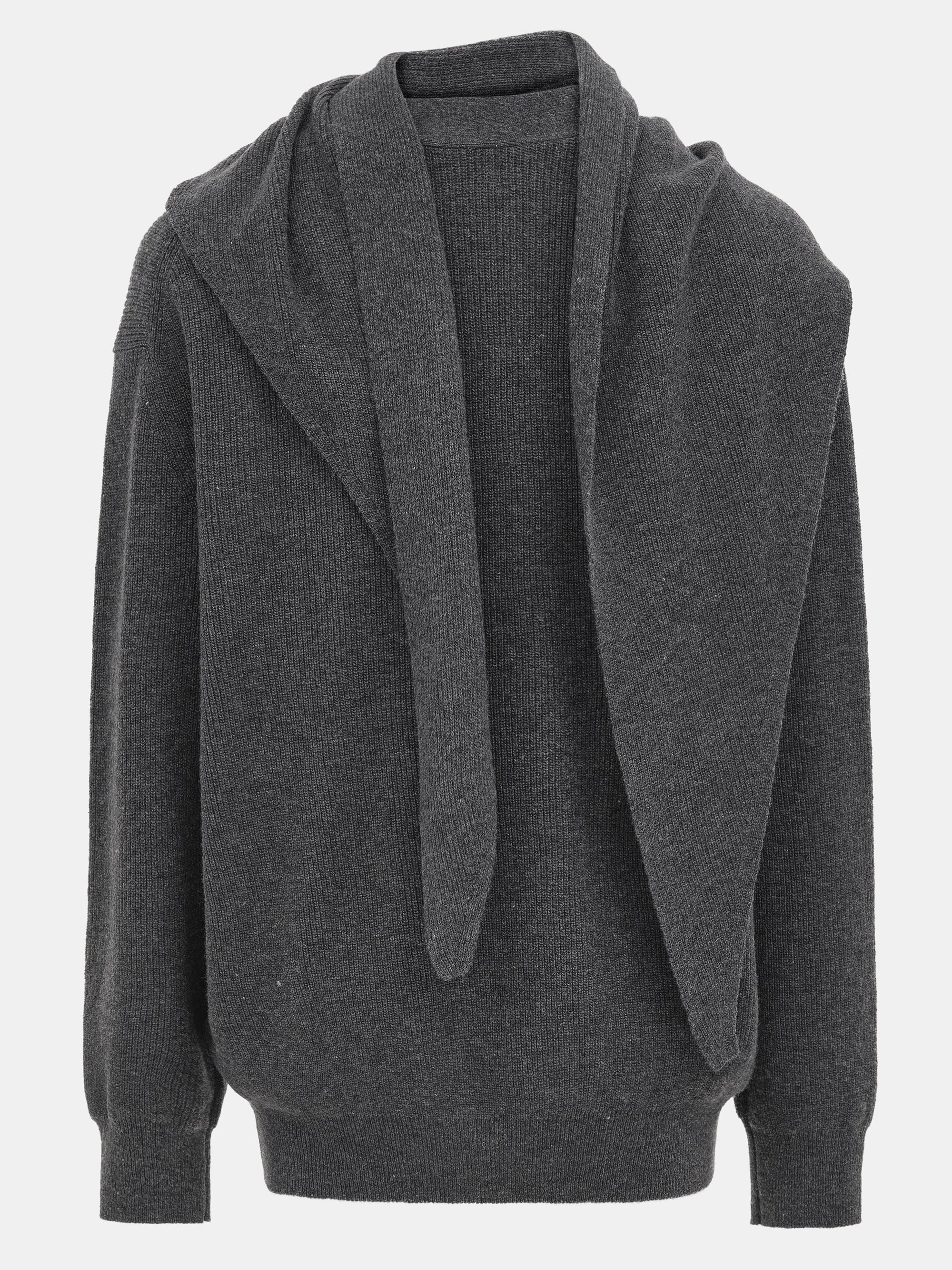 Scarf Button Sweater, Charcoal