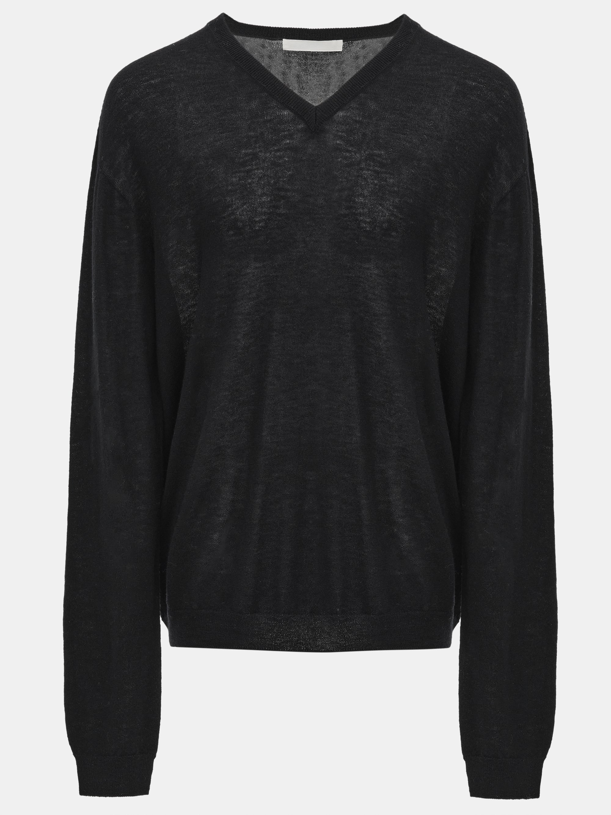 Merino Wool V-Neck Knit, Black