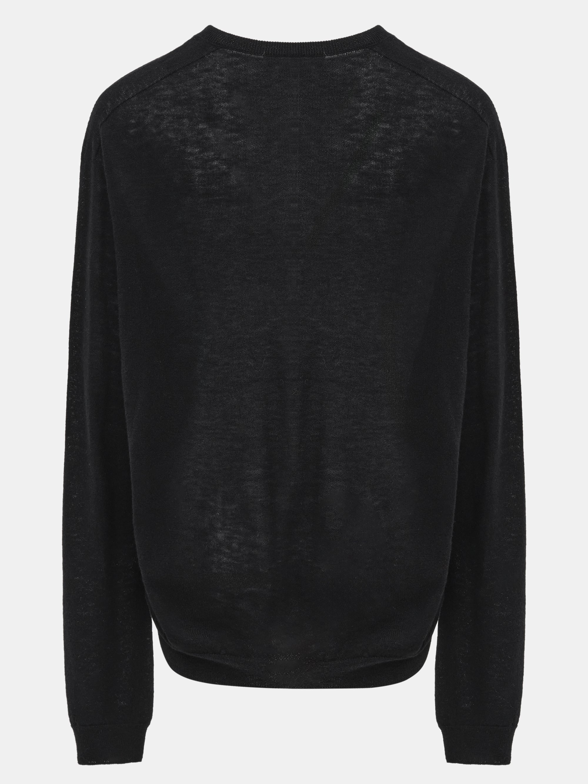 Merino Wool V-Neck Knit, Black