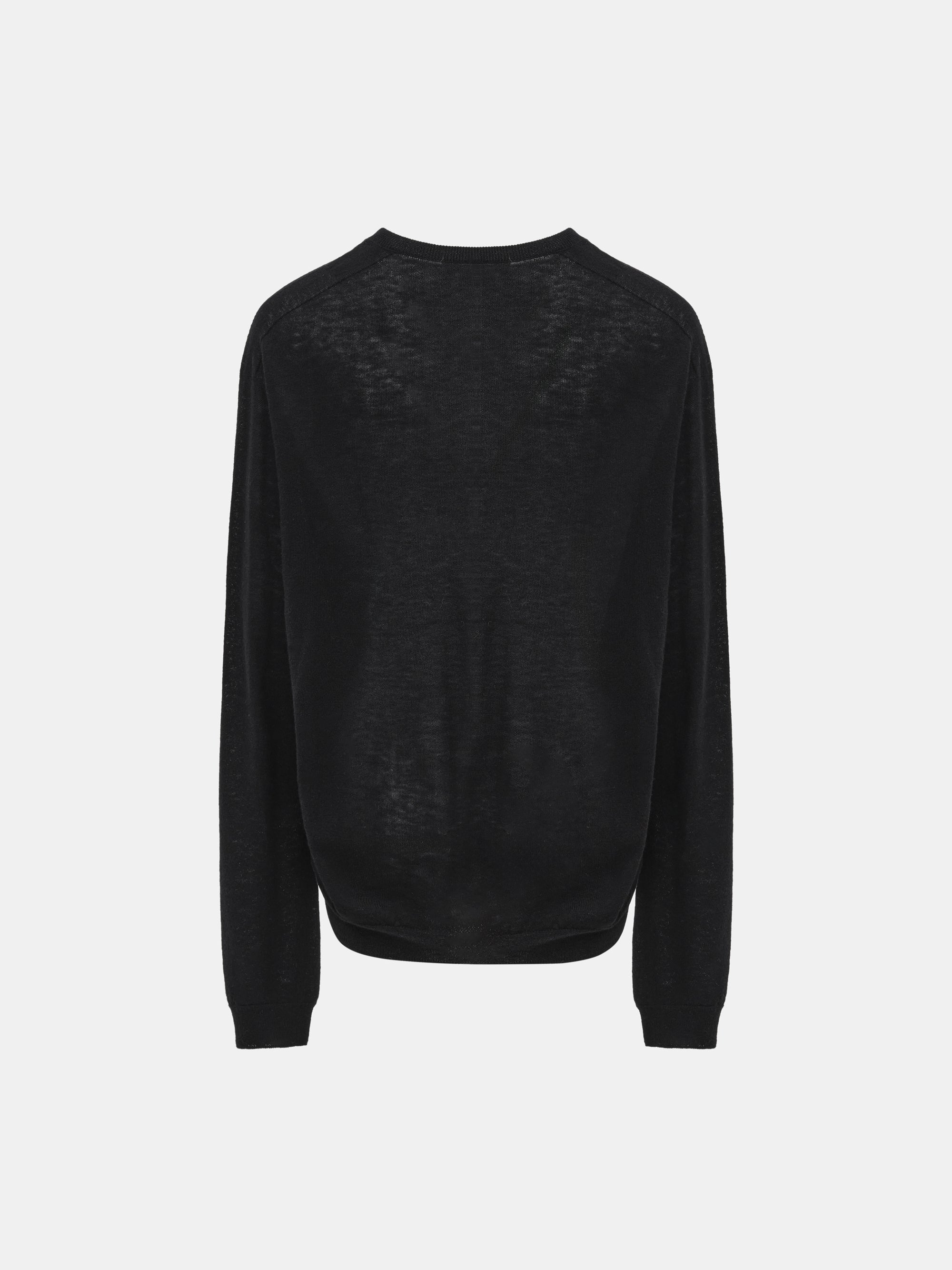 Merino Wool V-Neck Knit, Black