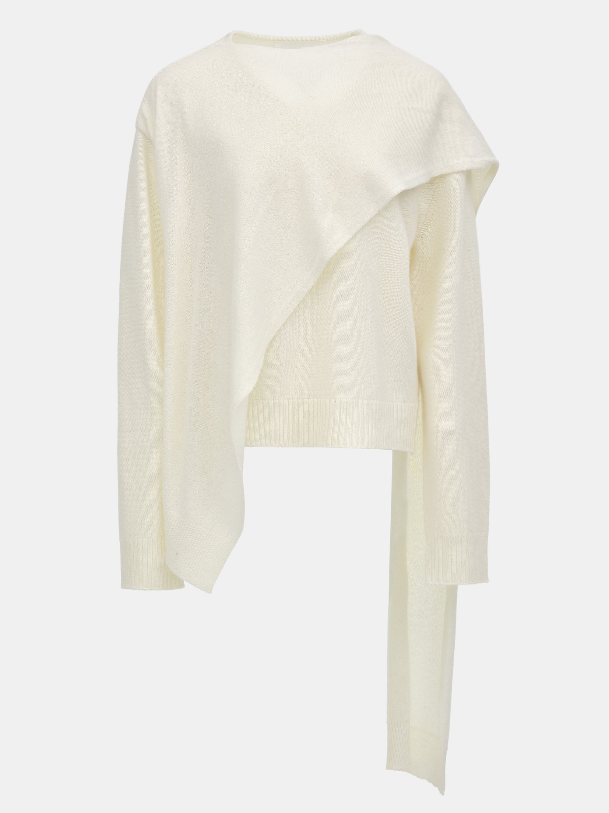 Asymmetric Collar Jumper, Ivory