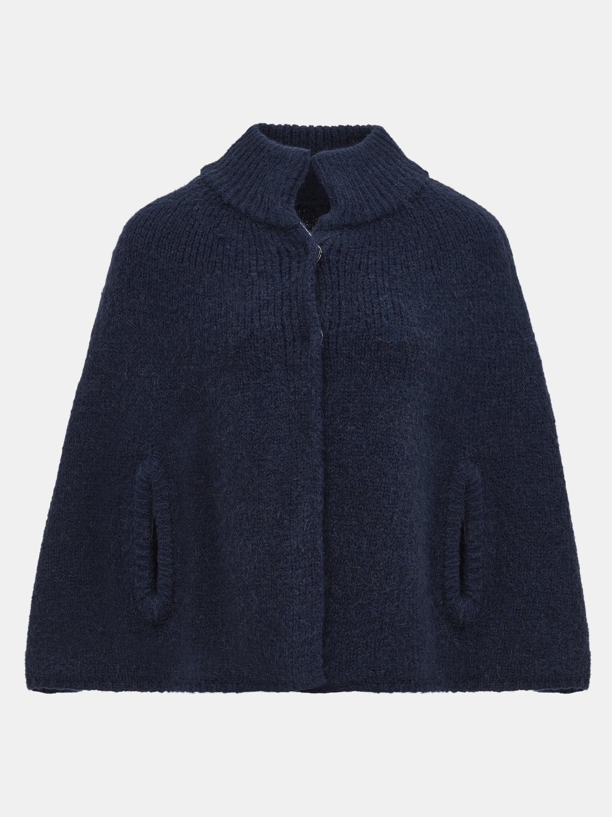 High Collar Knit Cape, Navy