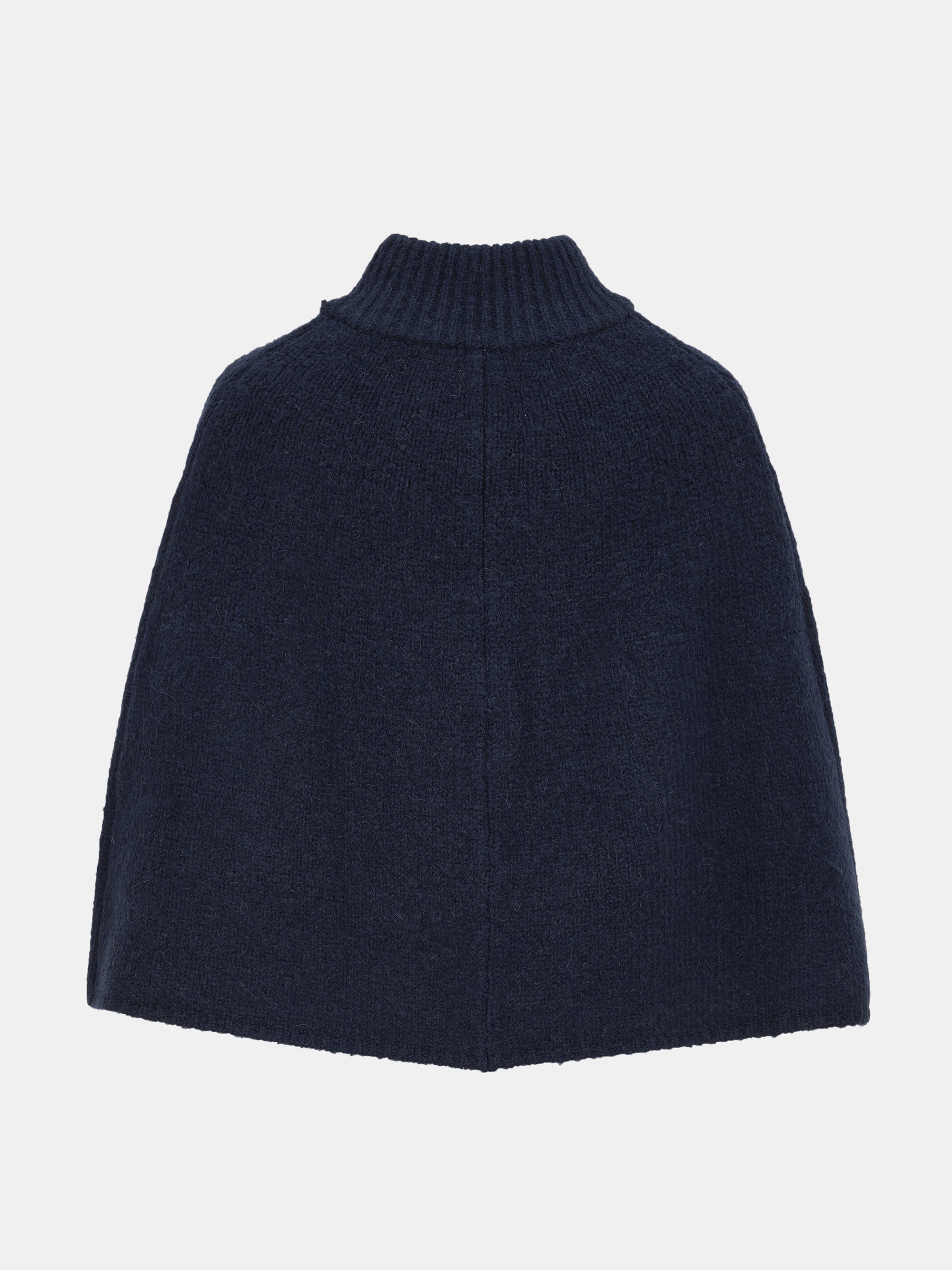 High Collar Knit Cape, Navy