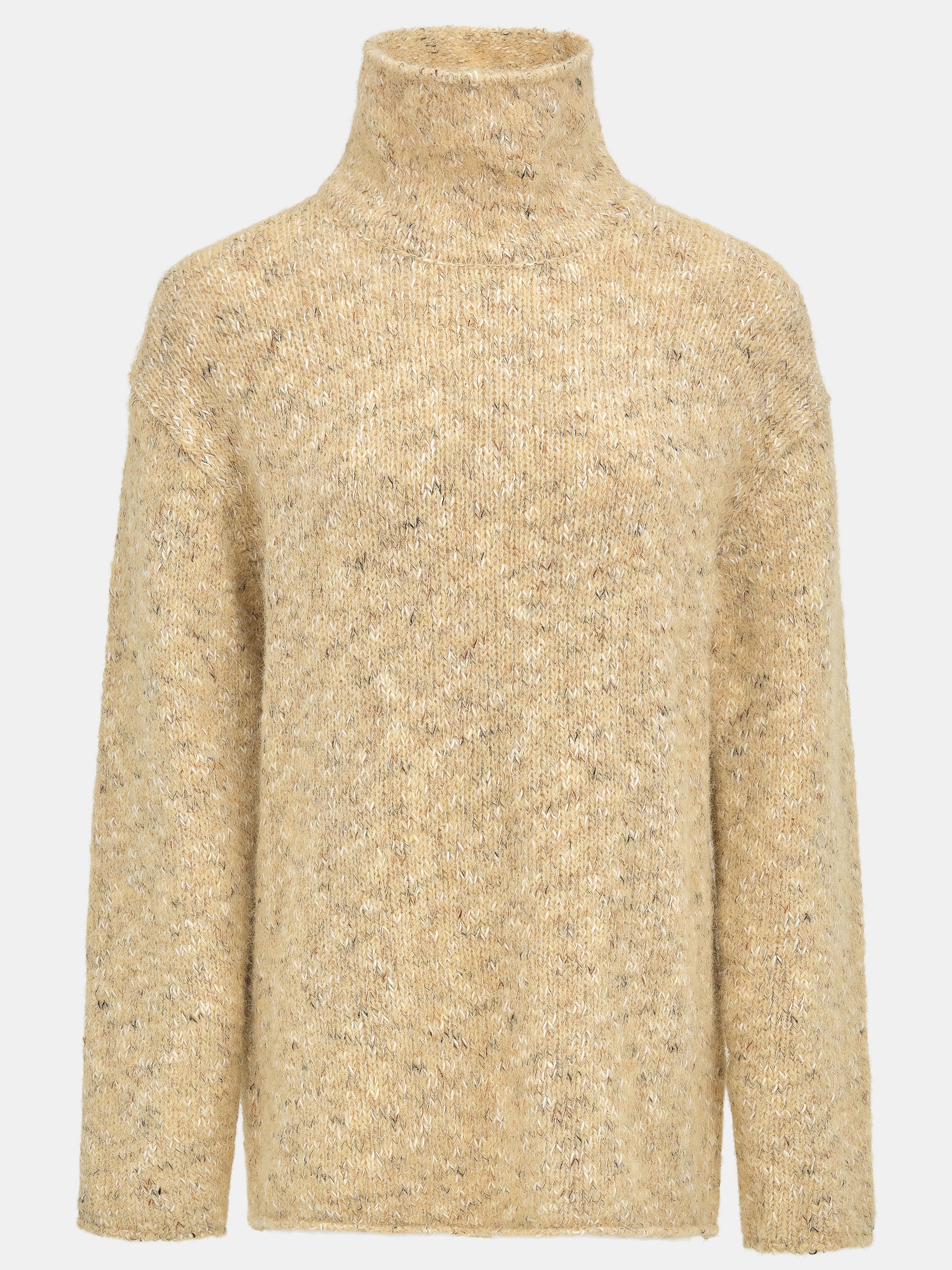 Relaxed Melange Turtleneck, Beige