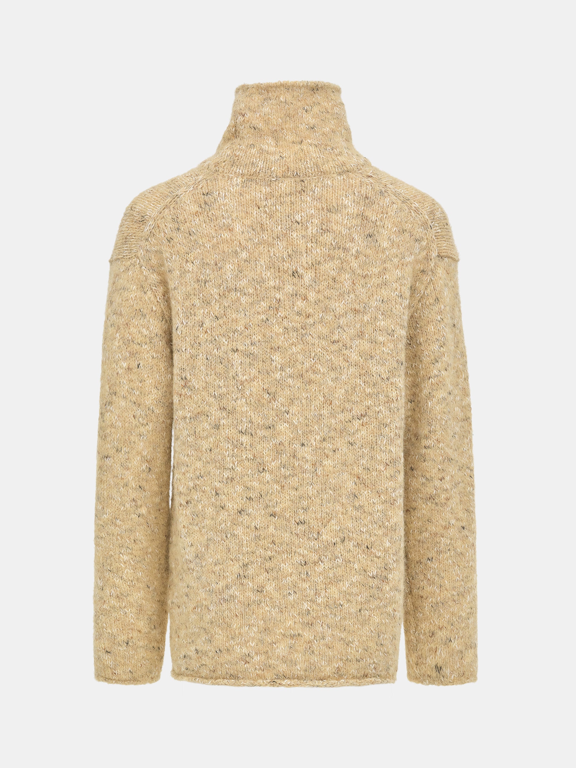 Relaxed Melange Turtleneck, Beige