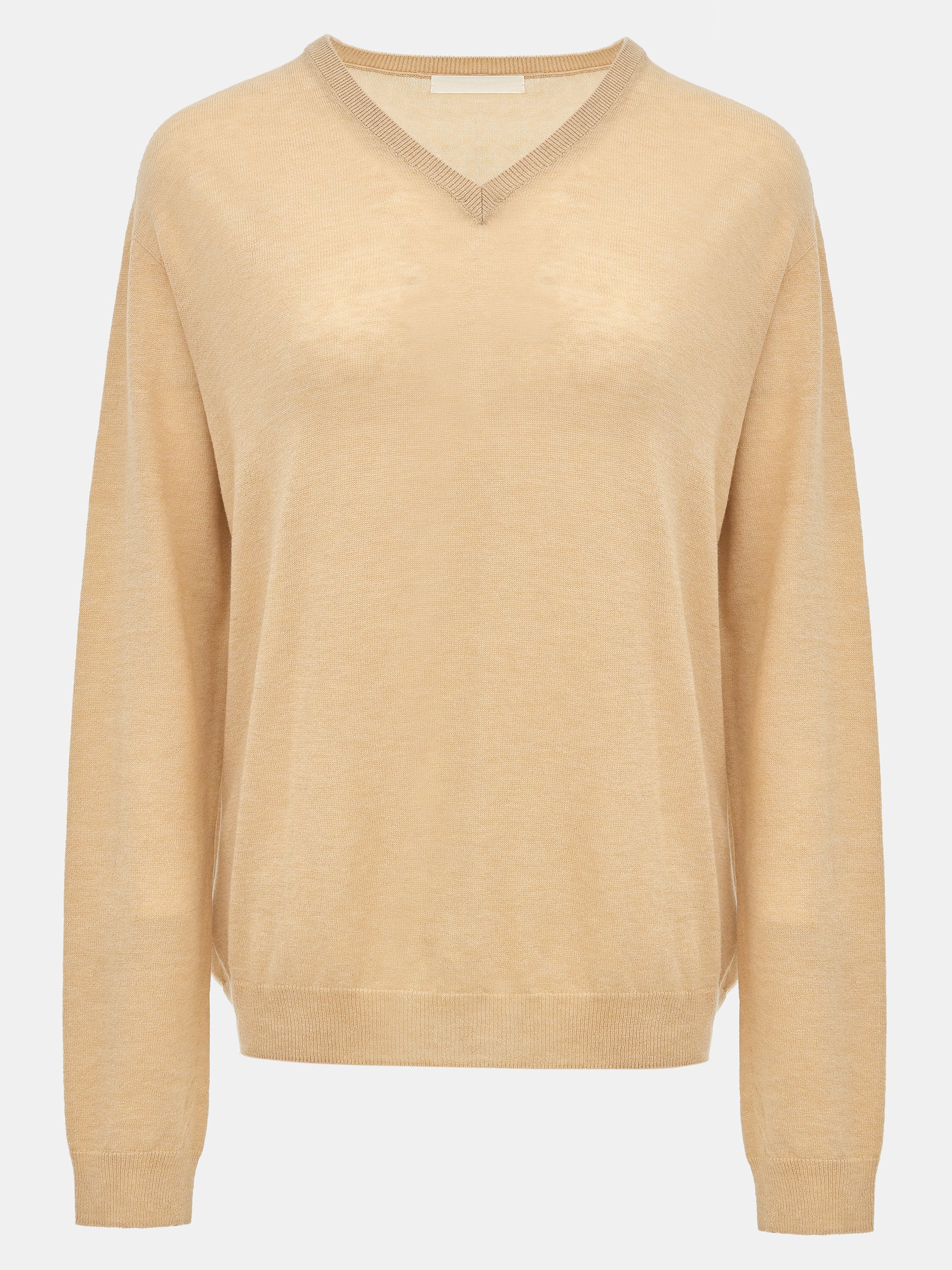 Merino Wool V-Neck Knit, Beige