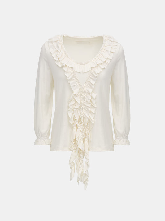 Peiju Ruffle T-Shirt, Ivory