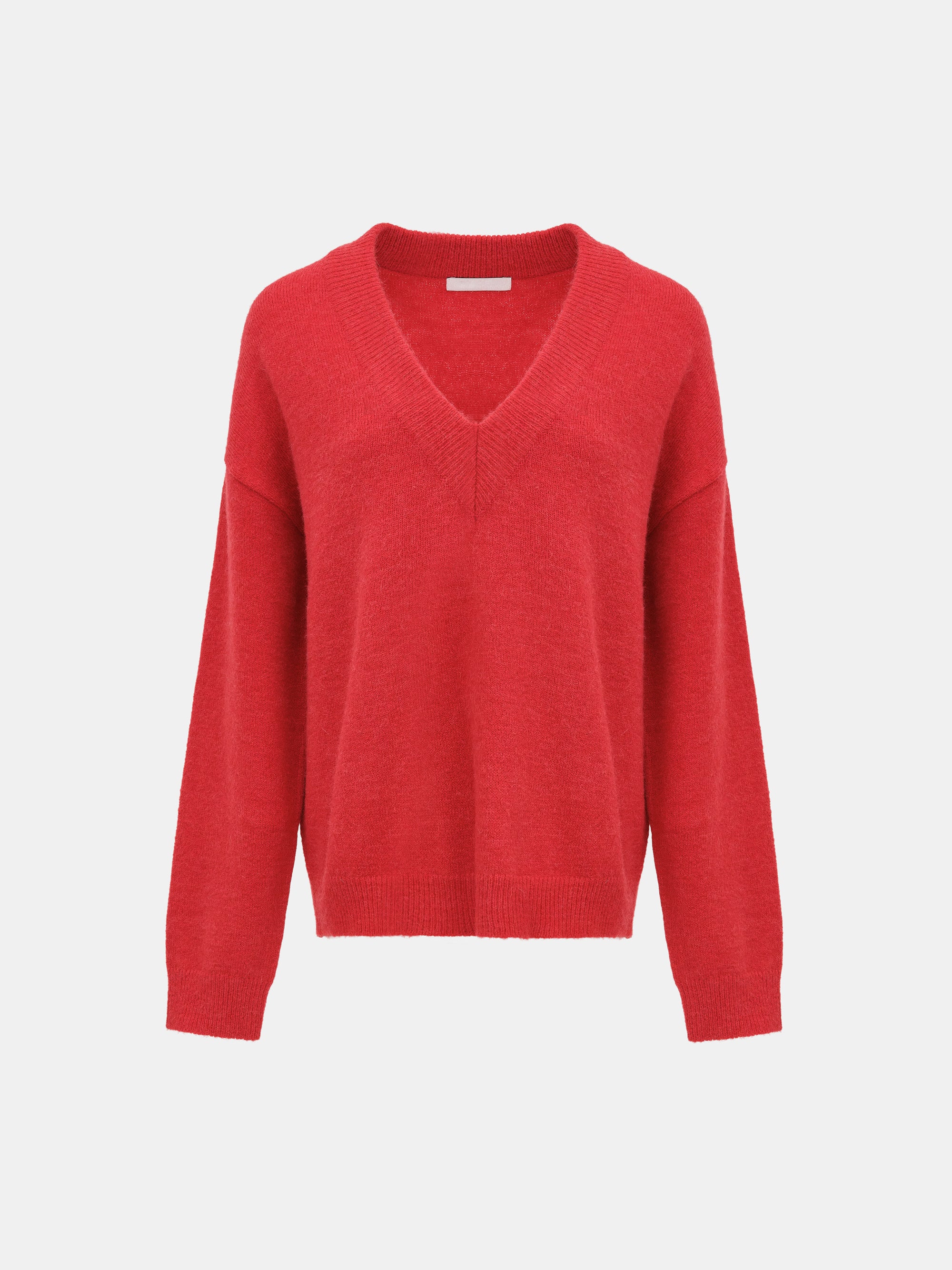V-Neck Pullover, Red
