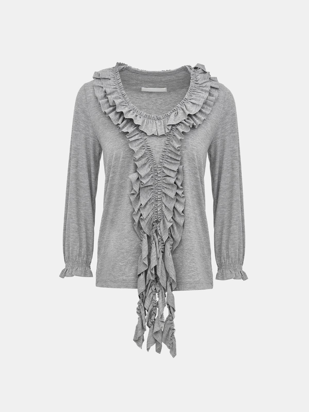 Peiju Ruffle T-Shirt, Grey