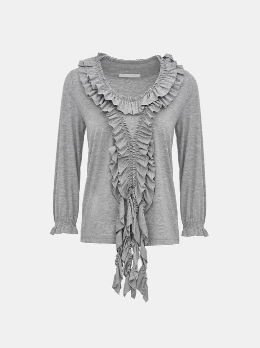 Peiju Ruffle T-Shirt, Grey