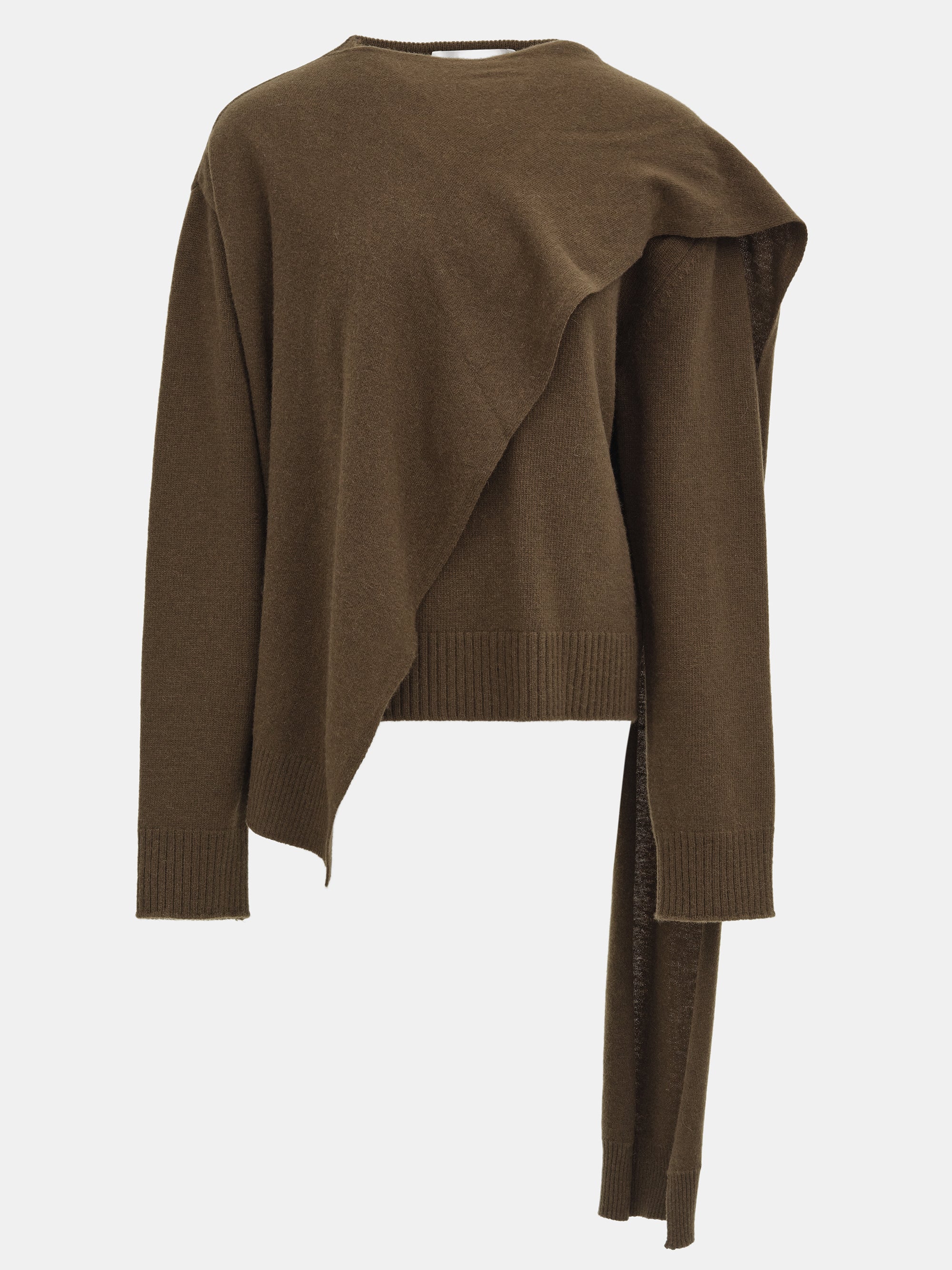 Asymmetric Collar Jumper, Brown