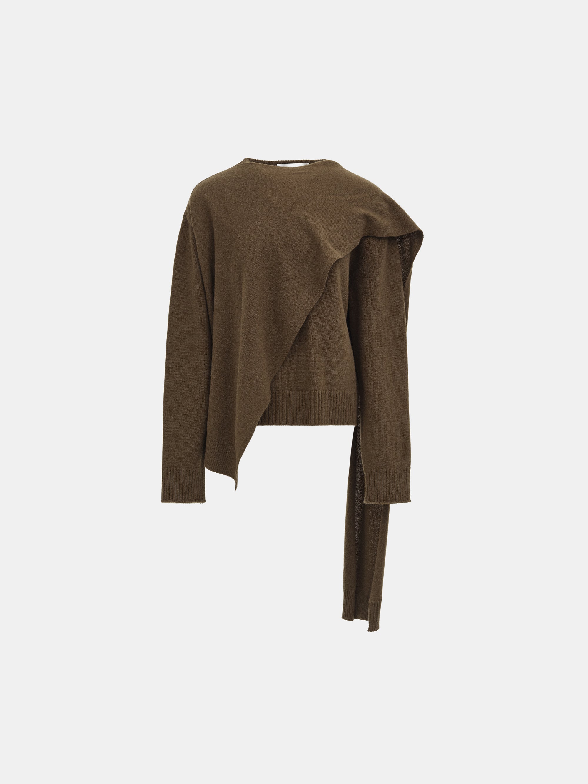 Asymmetric Collar Jumper, Brown