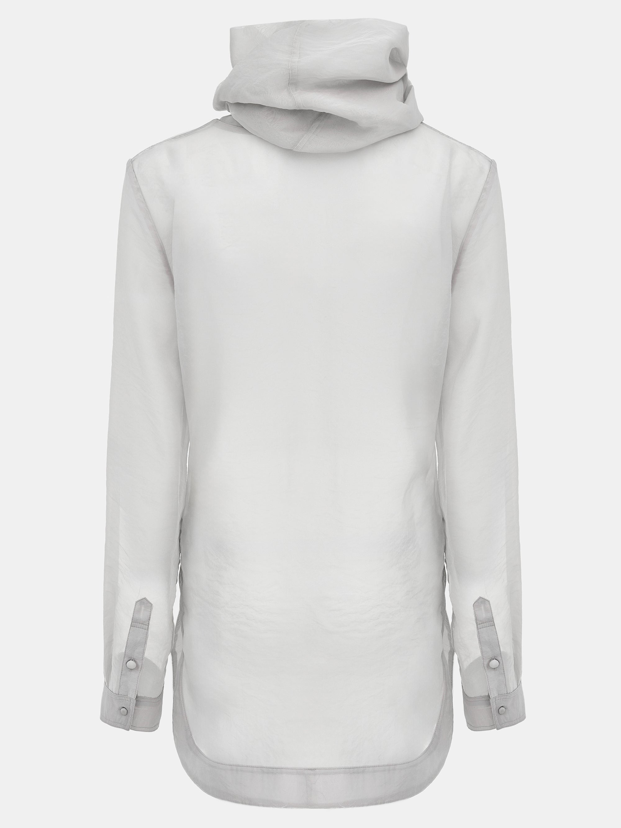 Roll-Neck Sheer Top, Light Grey