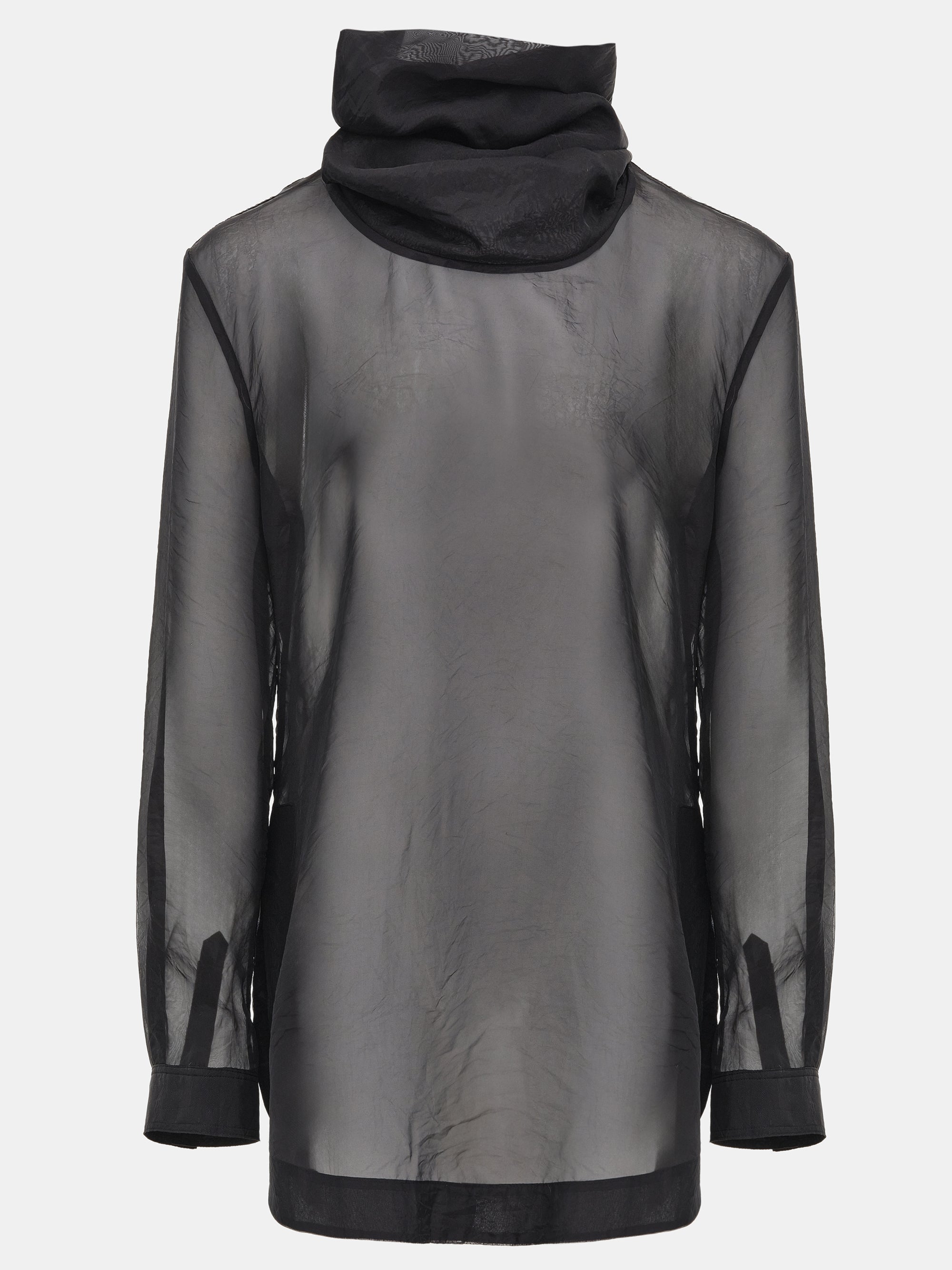 Roll-Neck Sheer Top, Black