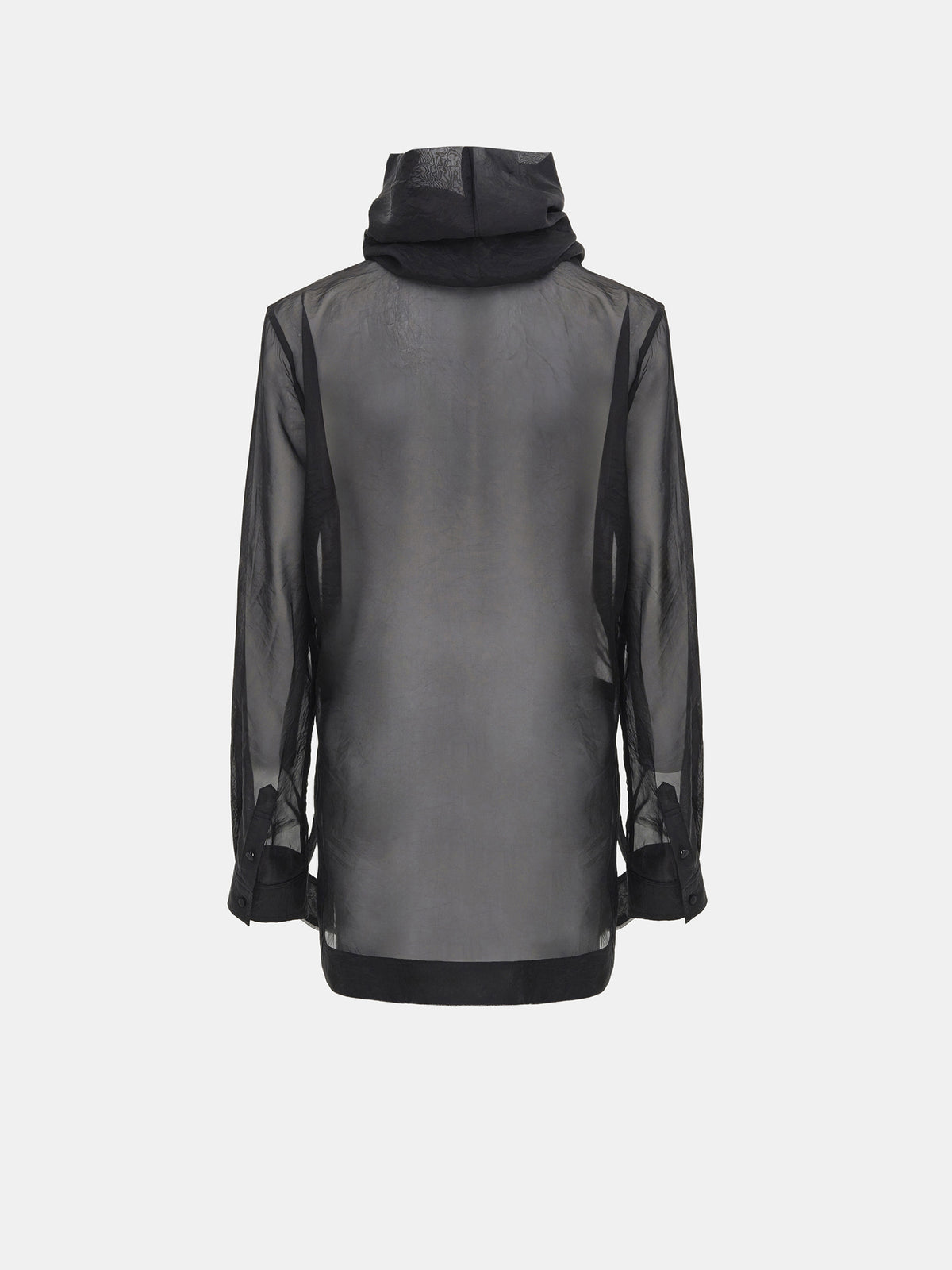 Rissa Roll-Neck Sheer Top, Black