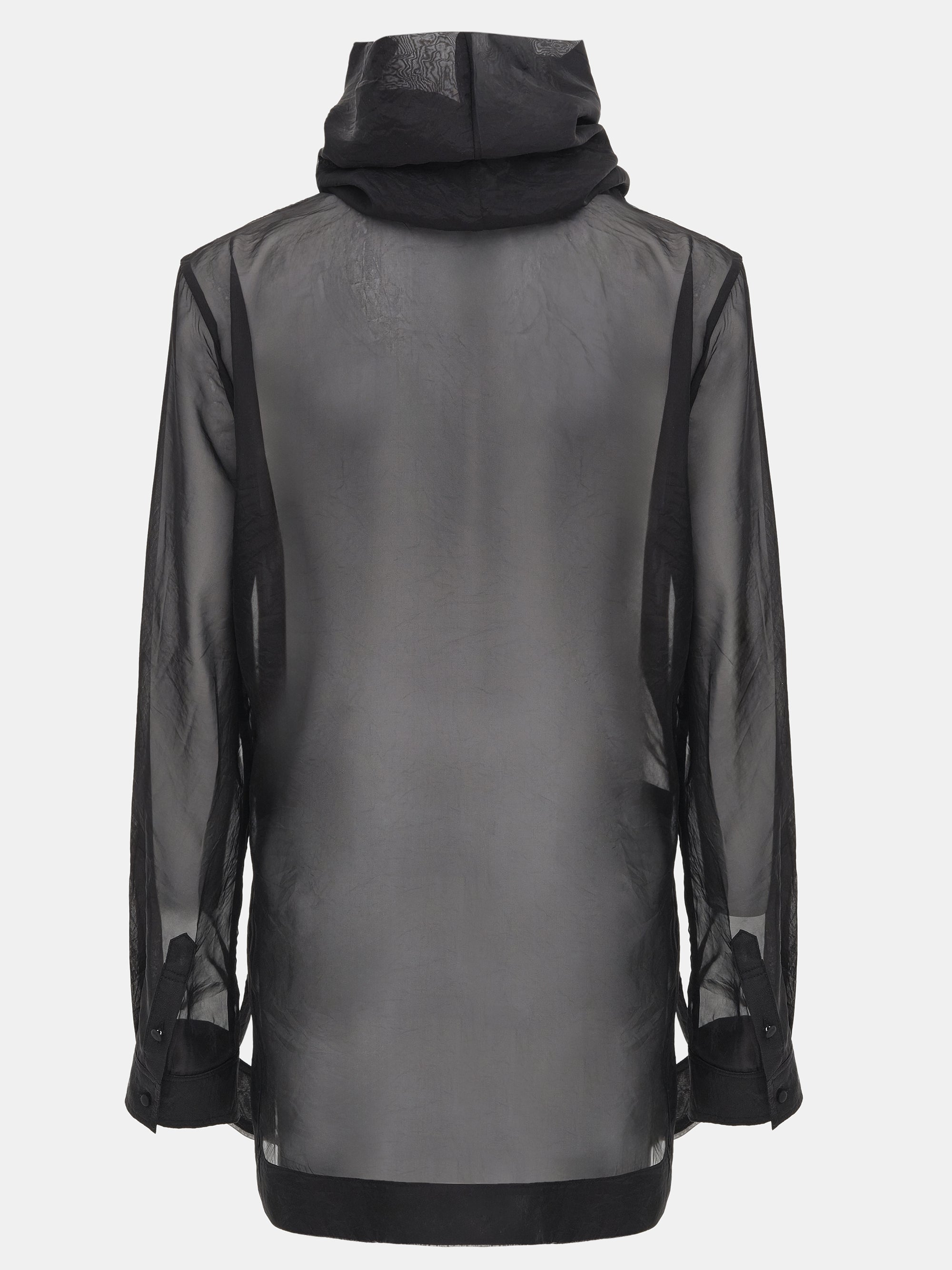 Roll-Neck Sheer Top, Black