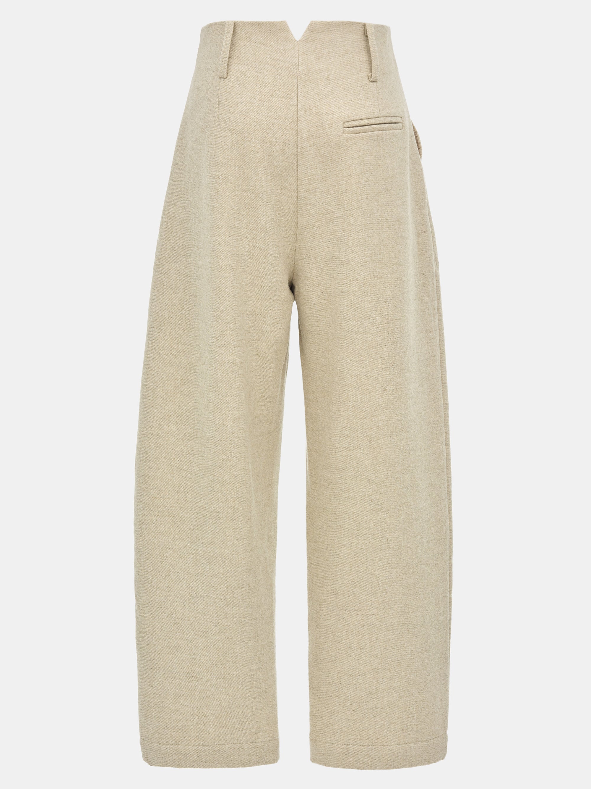 Melange Wool-Blend Trousers, Beige