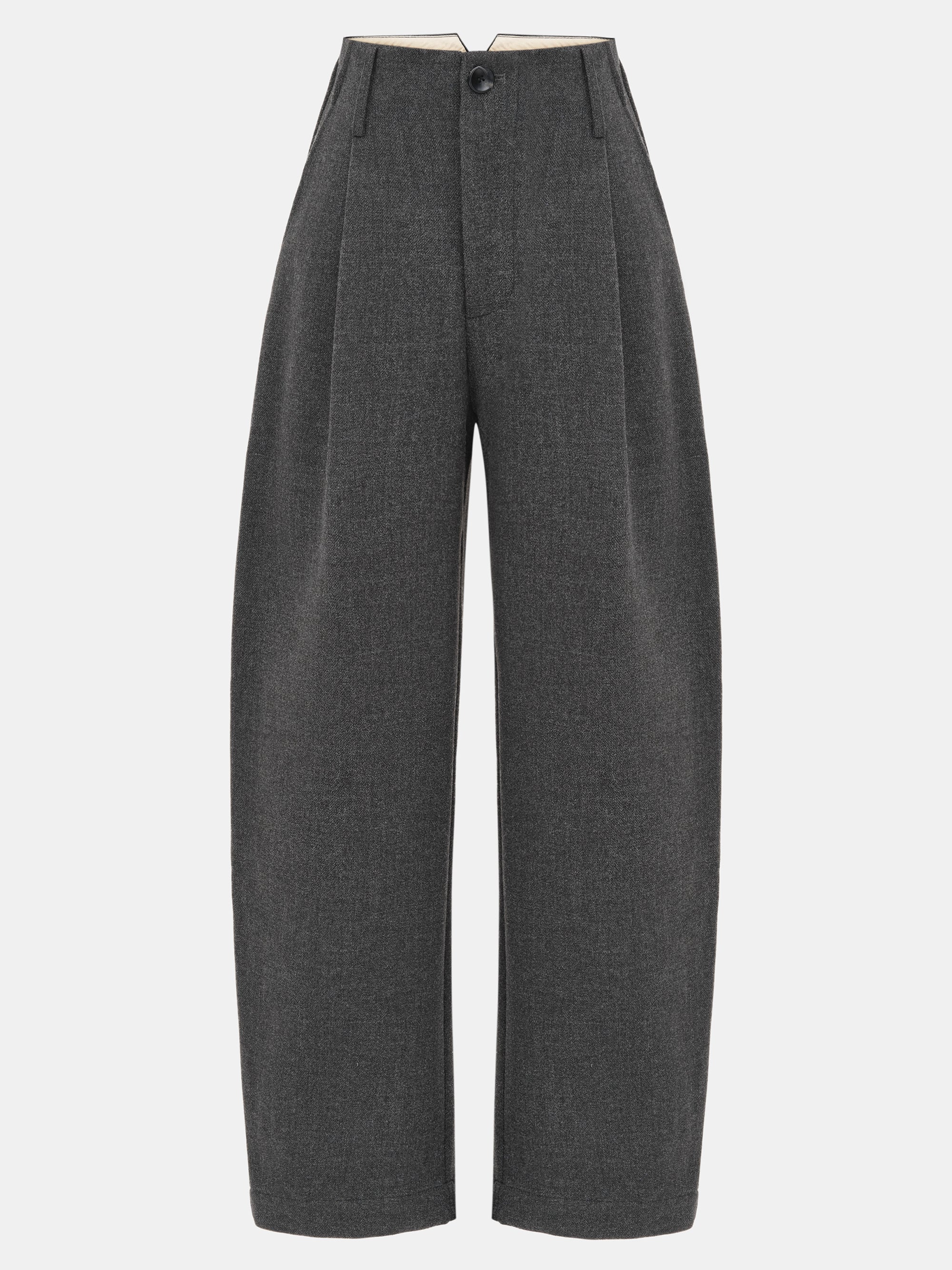 Melange Wool-Blend Trousers, Black