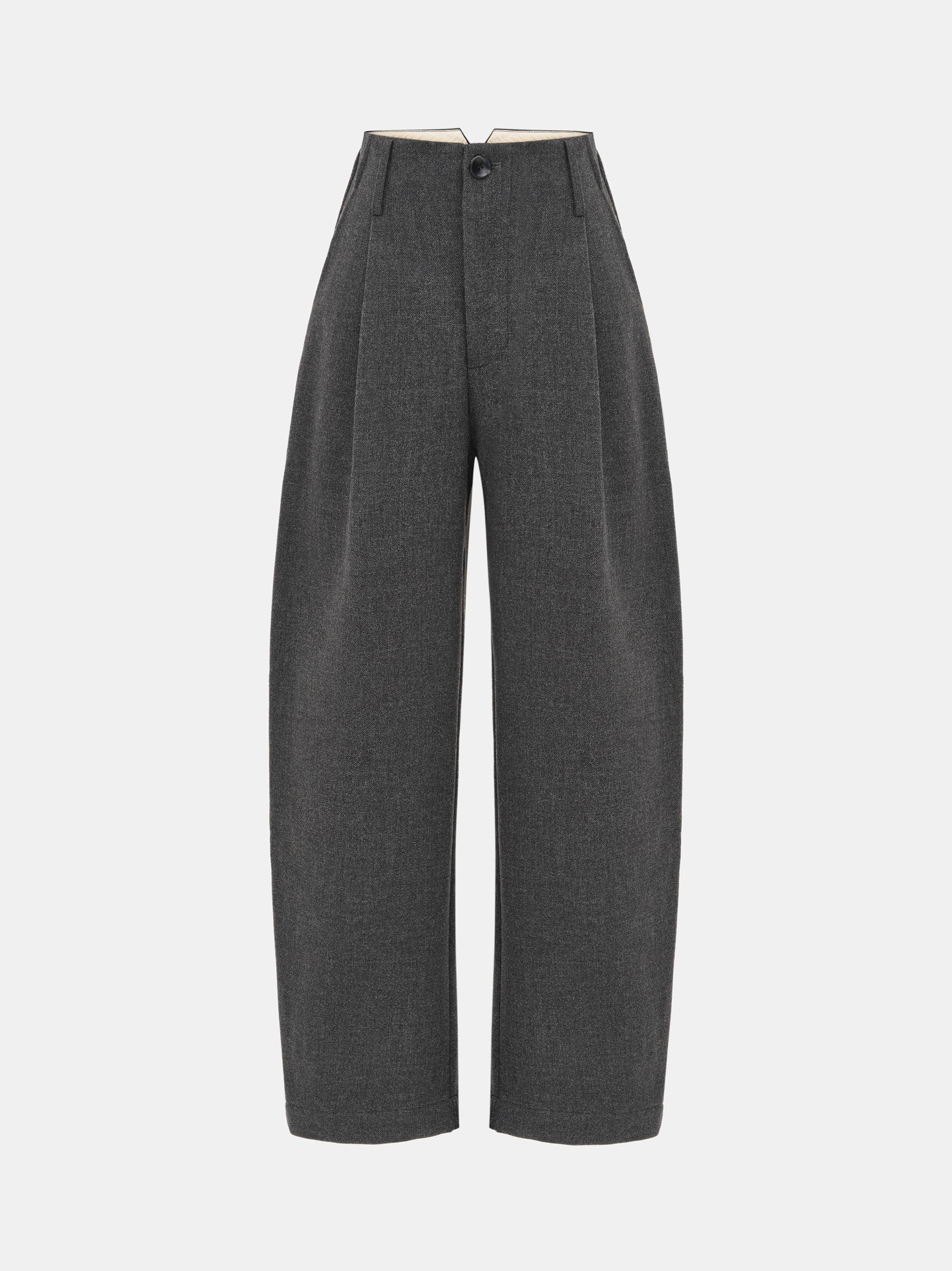 Melange Wool-Blend Trousers, Black
